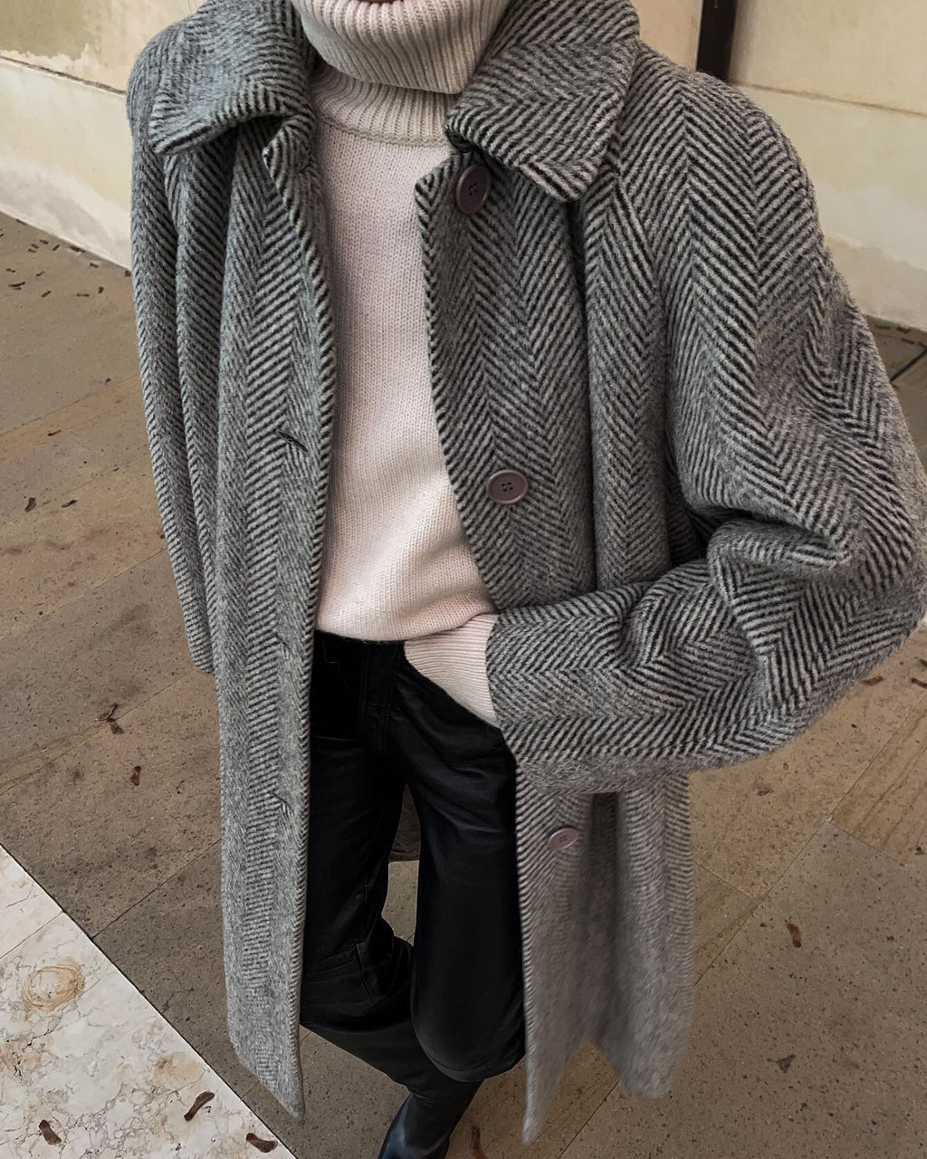 Spigato coat mohair blend