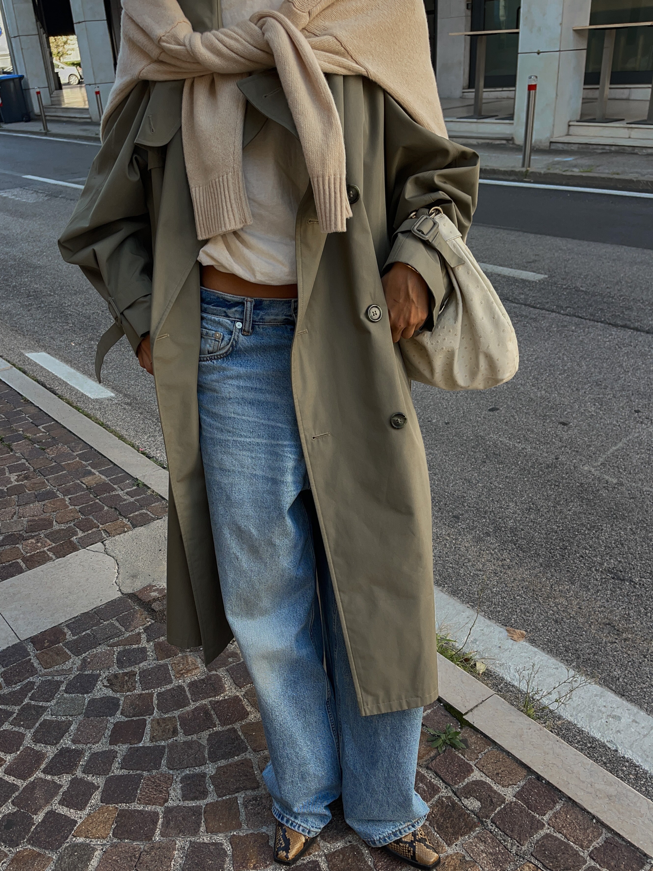 Green trench coat