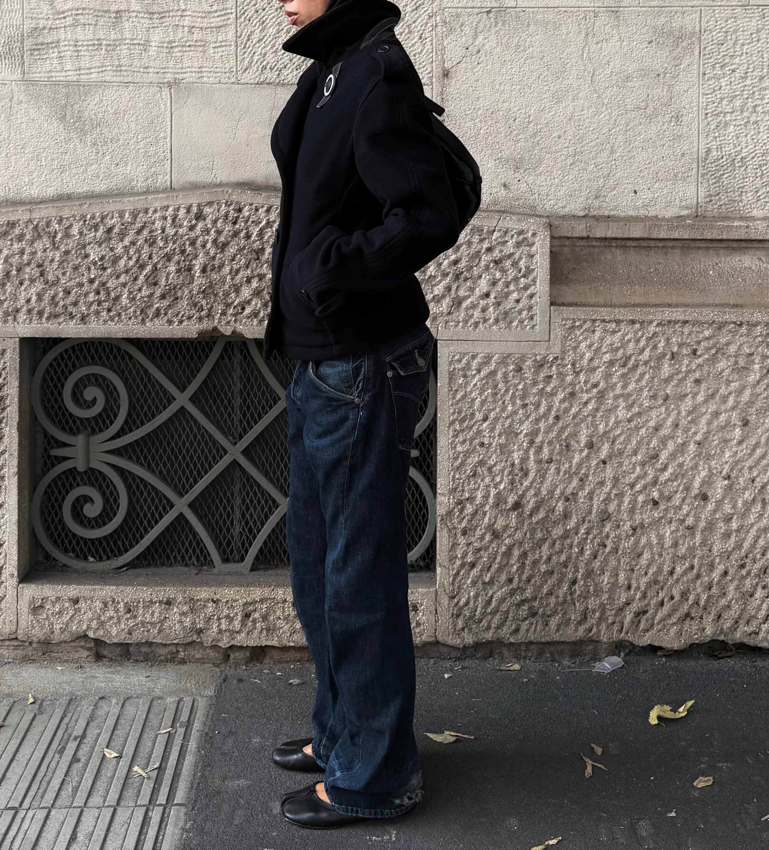 Black wool peacoat