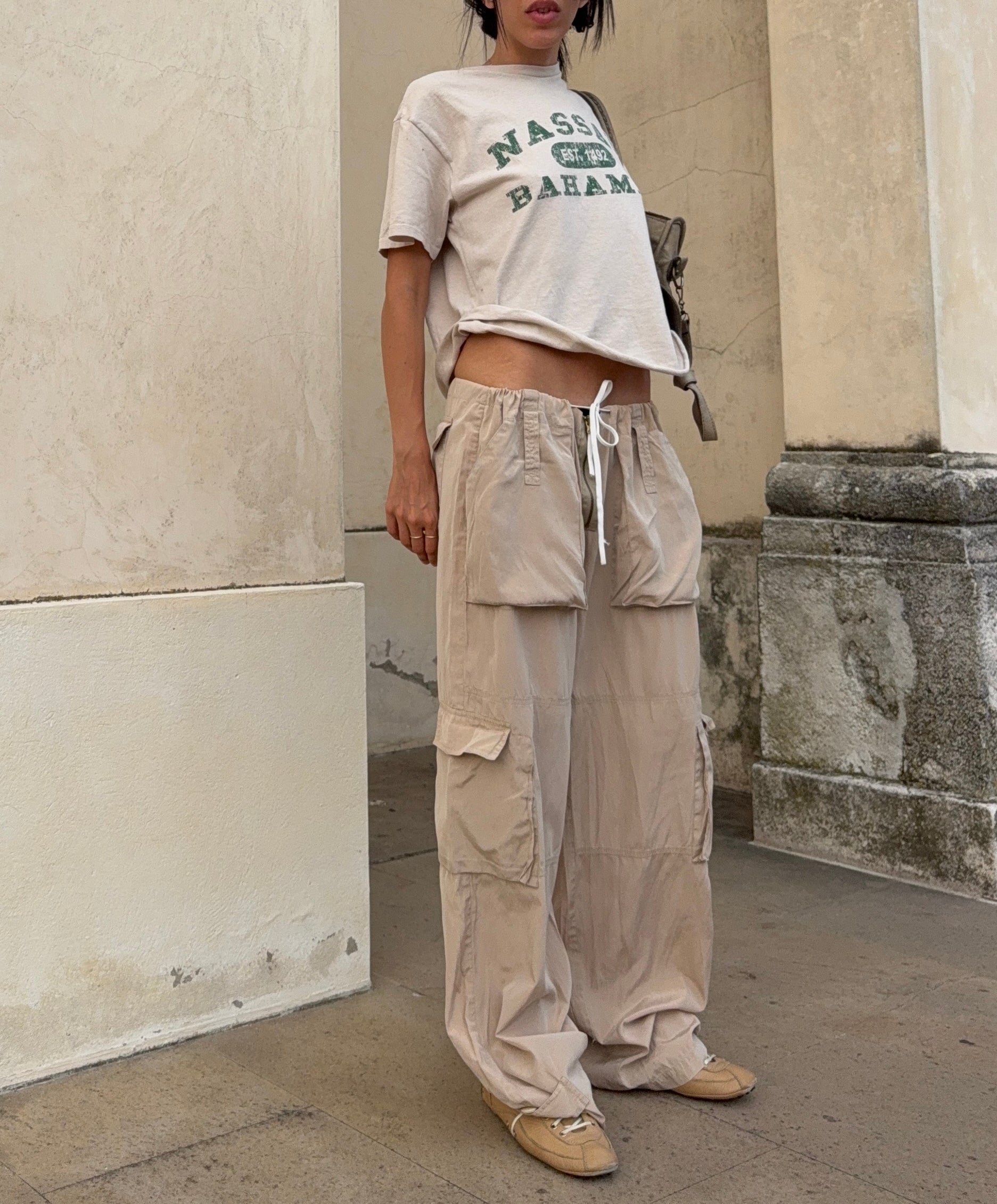Silk blend cargo pants