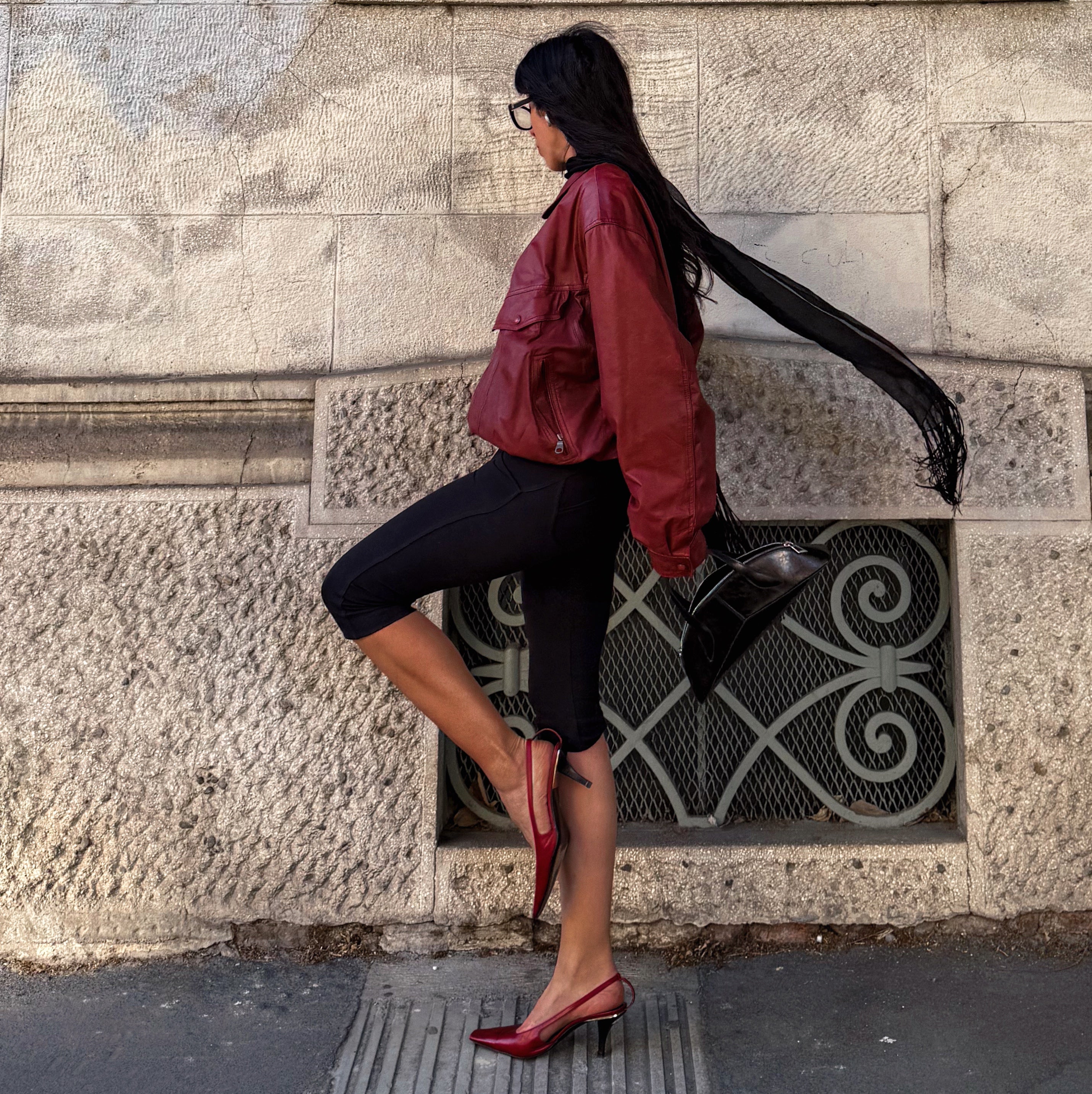 Real leather burgundy jacket