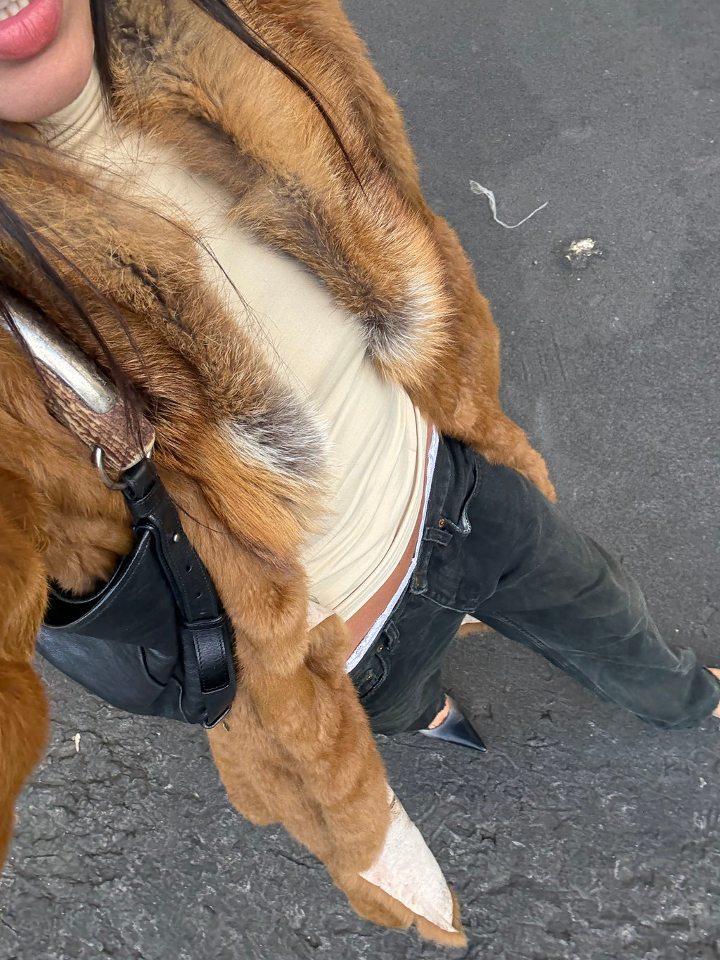 Reversible fur & leather coat
