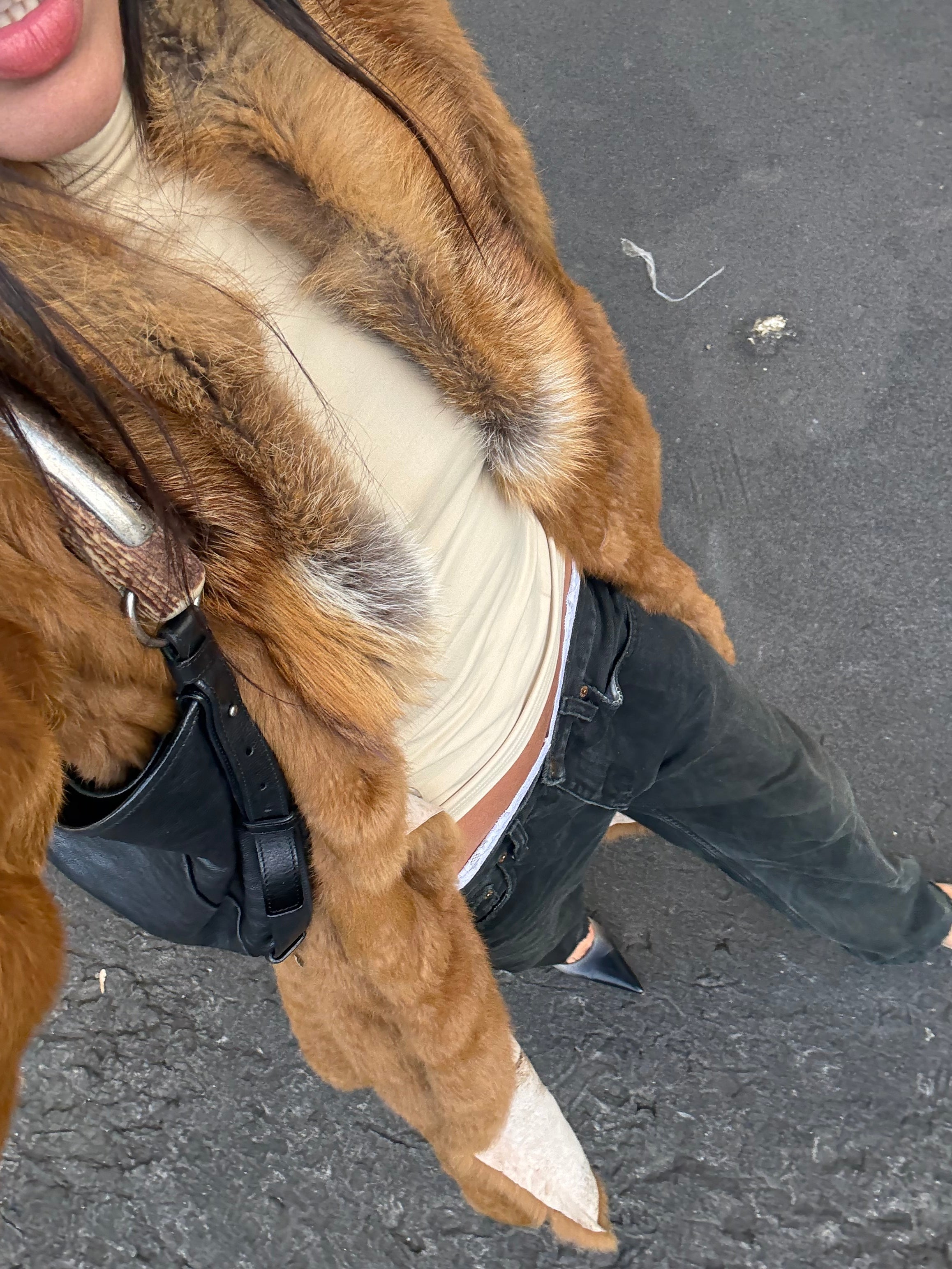 Reversible fur & leather coat