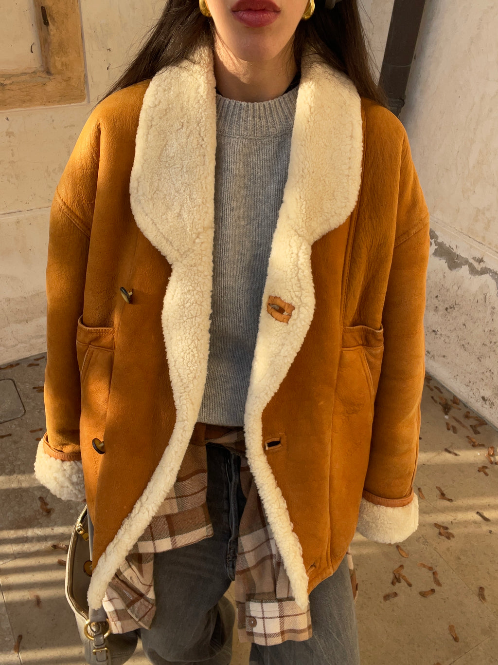 Vintage aviator shearling coat
