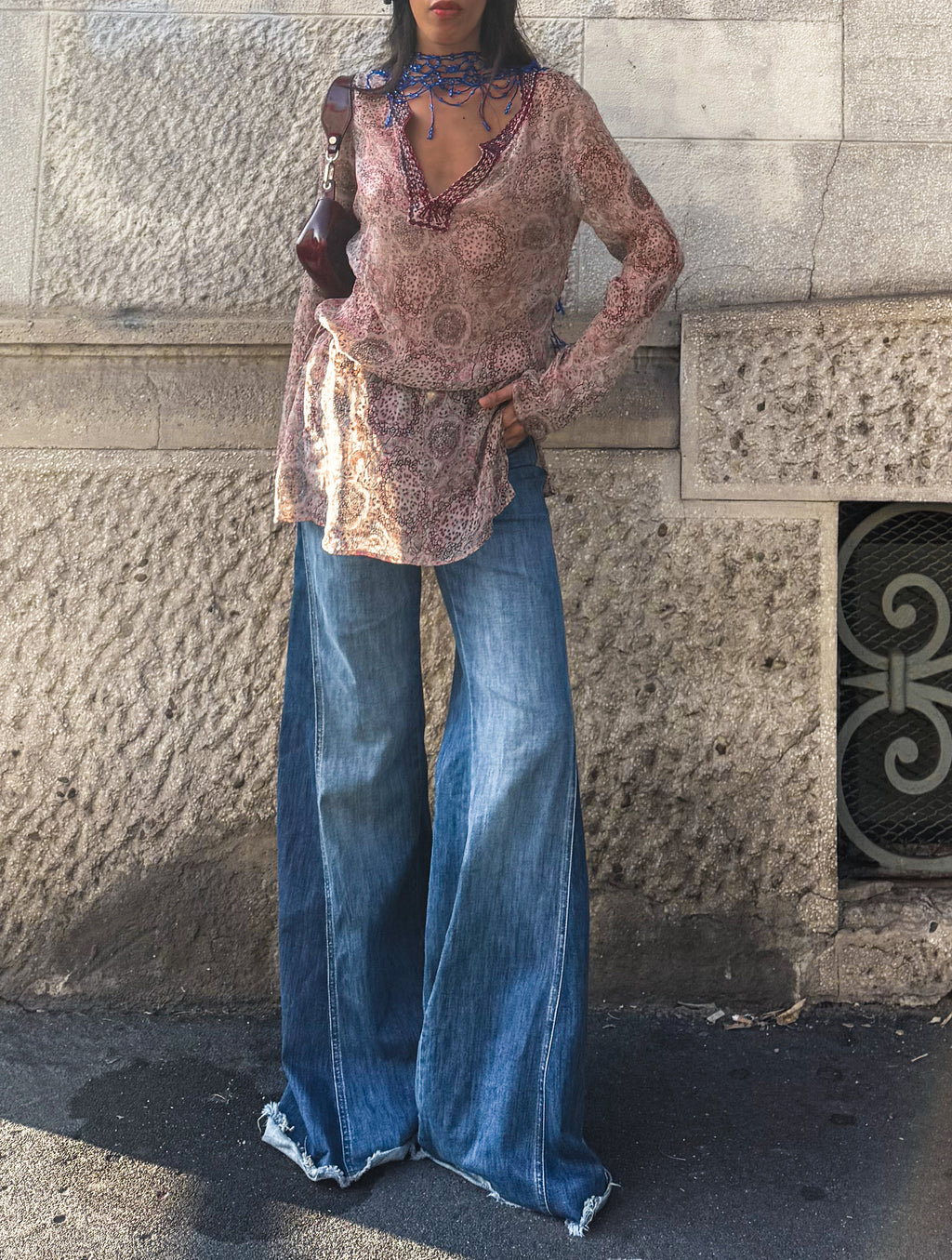 Paisley print silk shirt