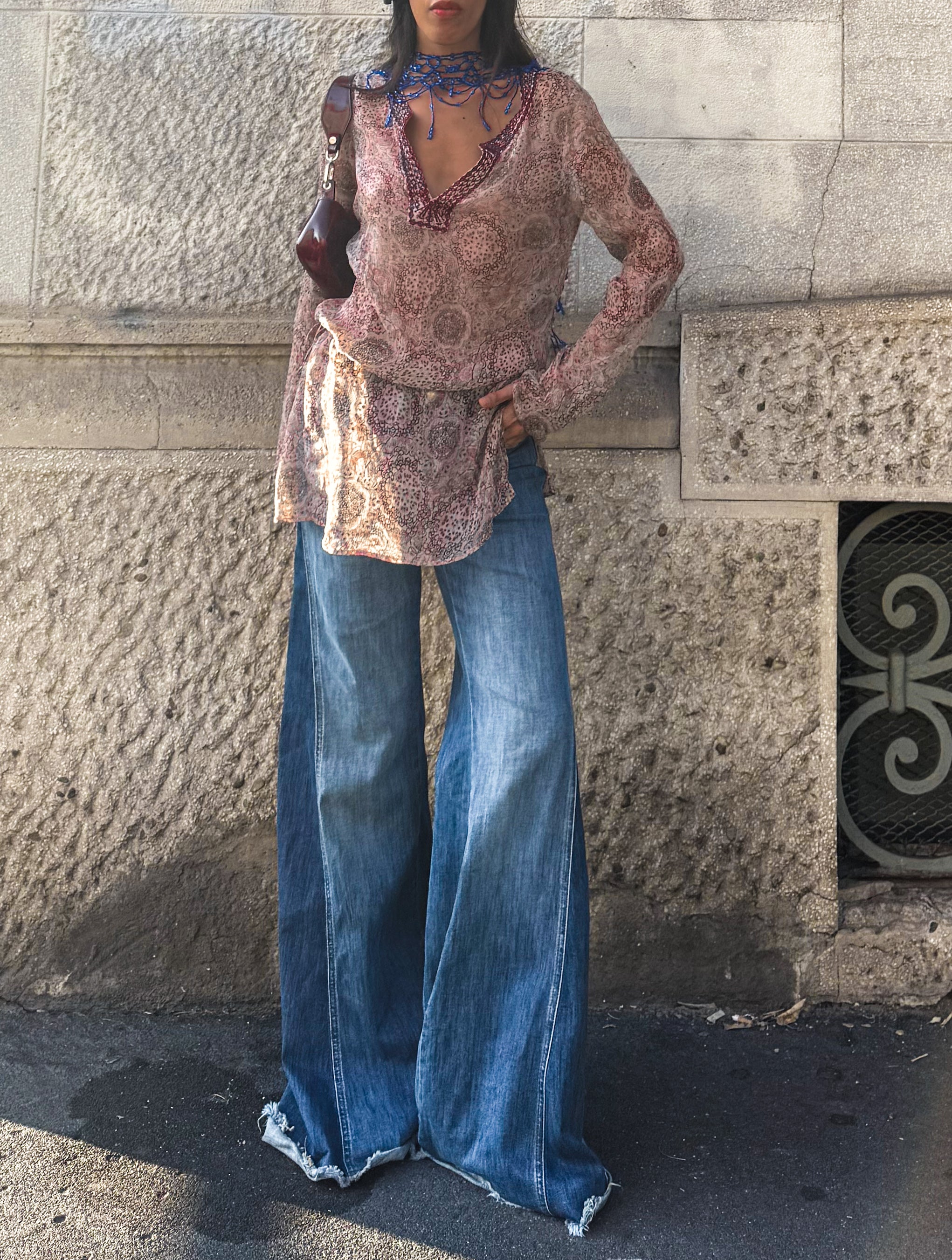 Paisley print silk shirt