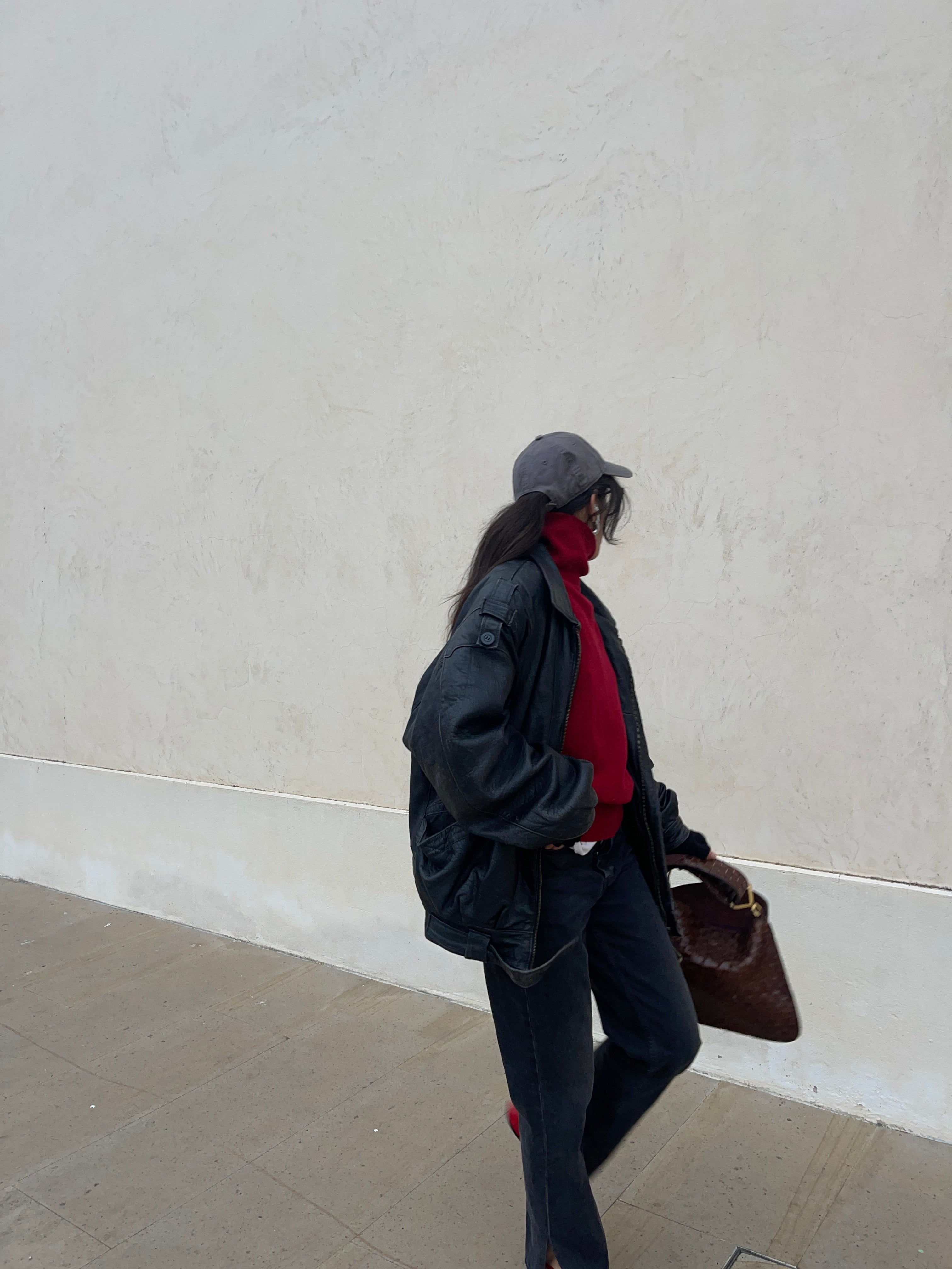 (Copy) Black leather mega oversize jacket