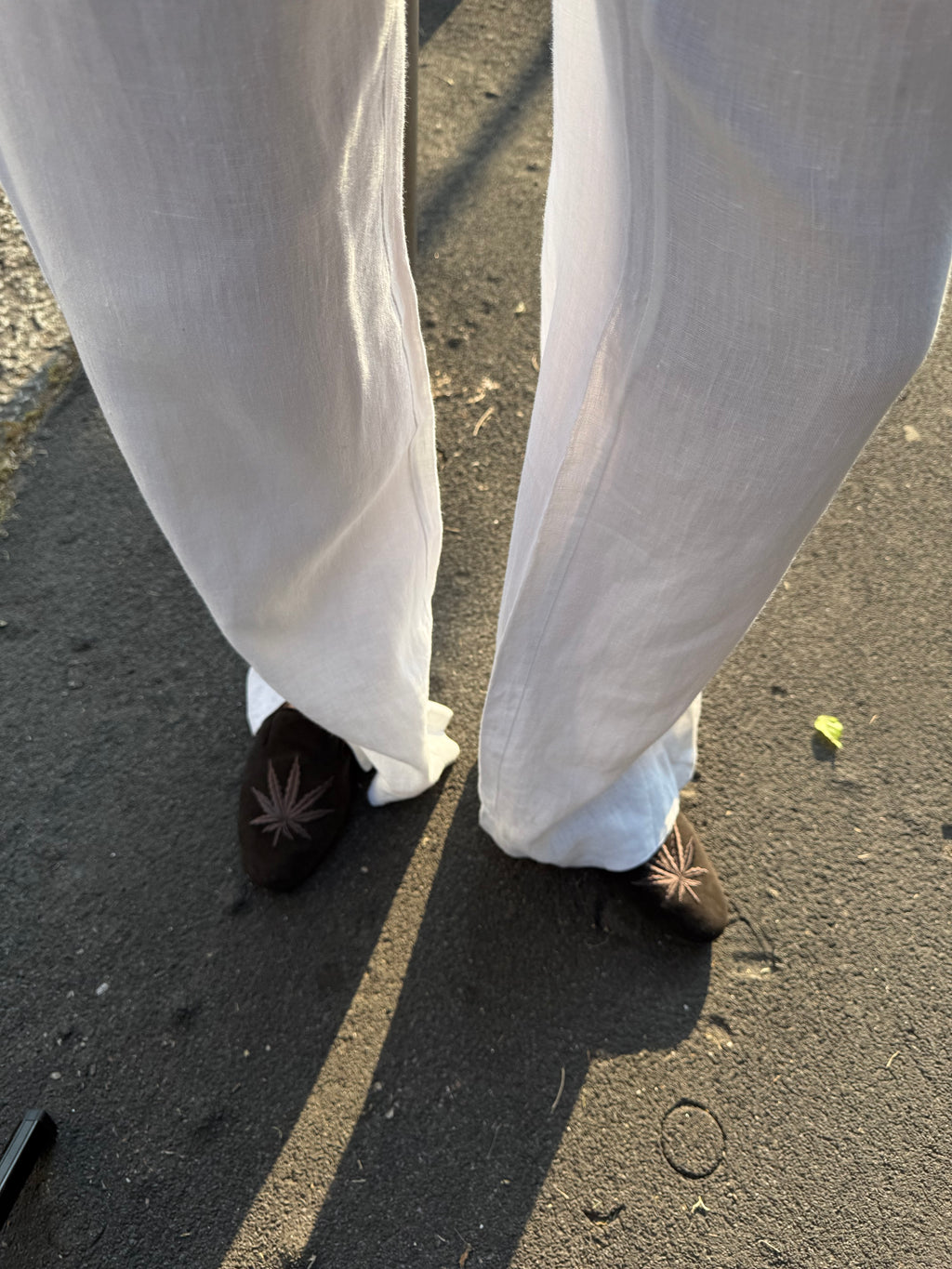 100% linen split trousers