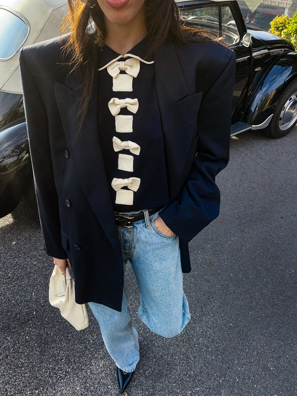 Courreges wool bow jumper