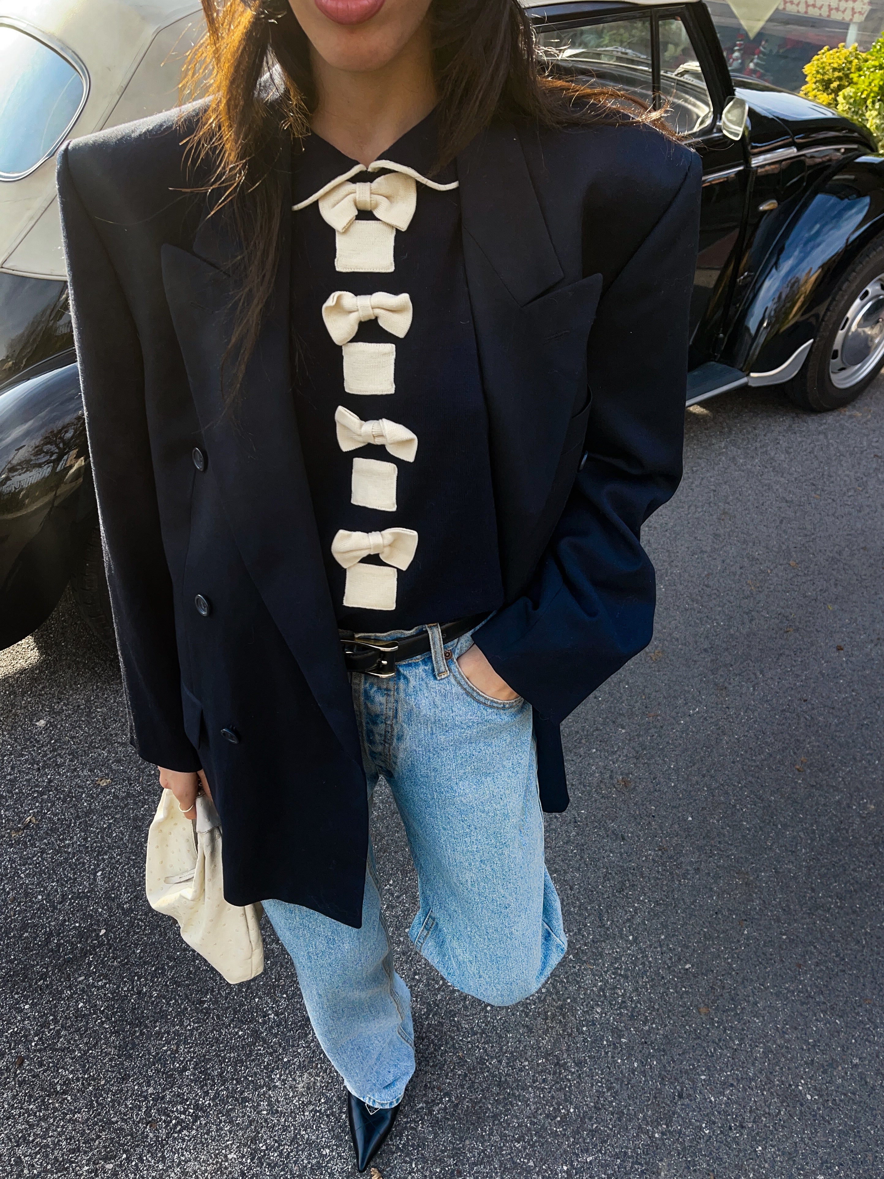 Courreges wool bow jumper