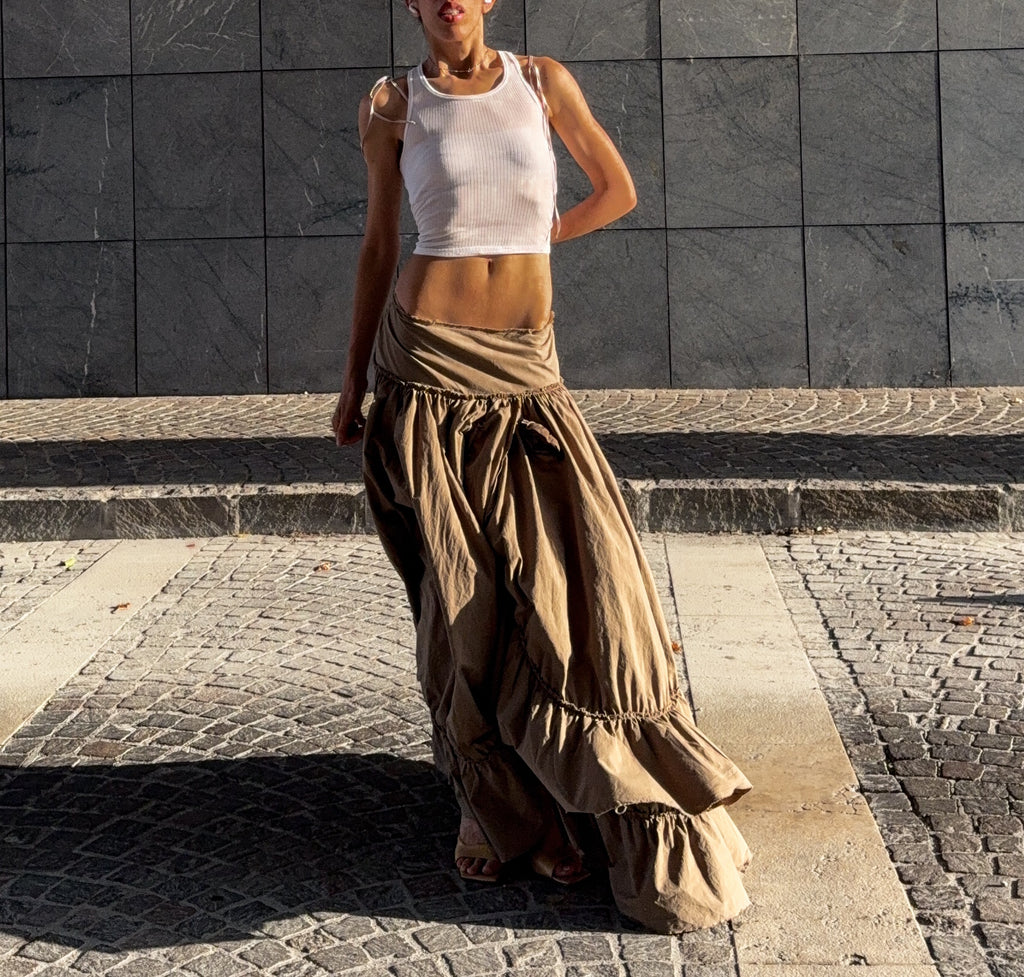 100% cotton maxi ruffle skirt