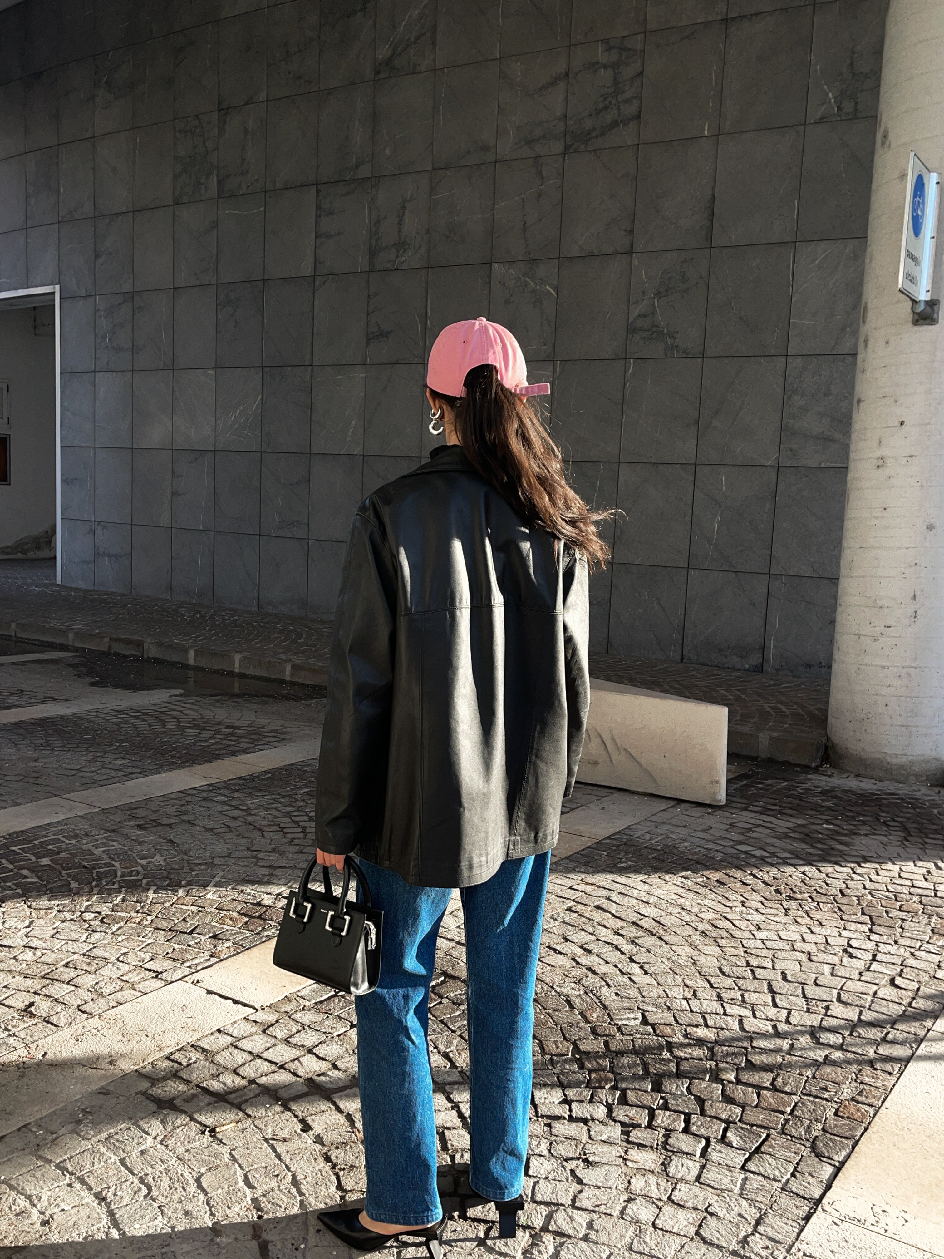 minimal 90s leather jacket