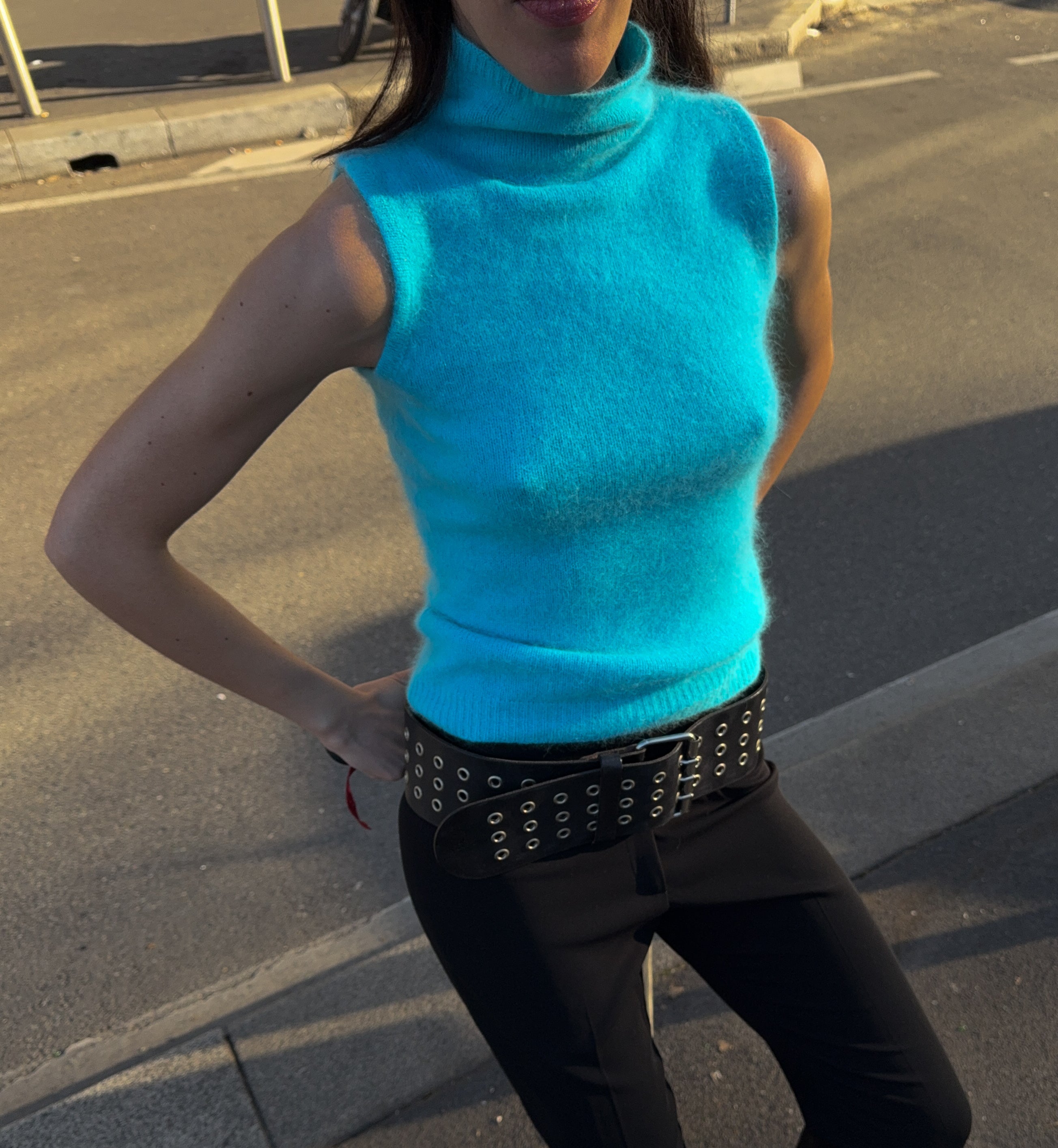 Angora Sky blue top