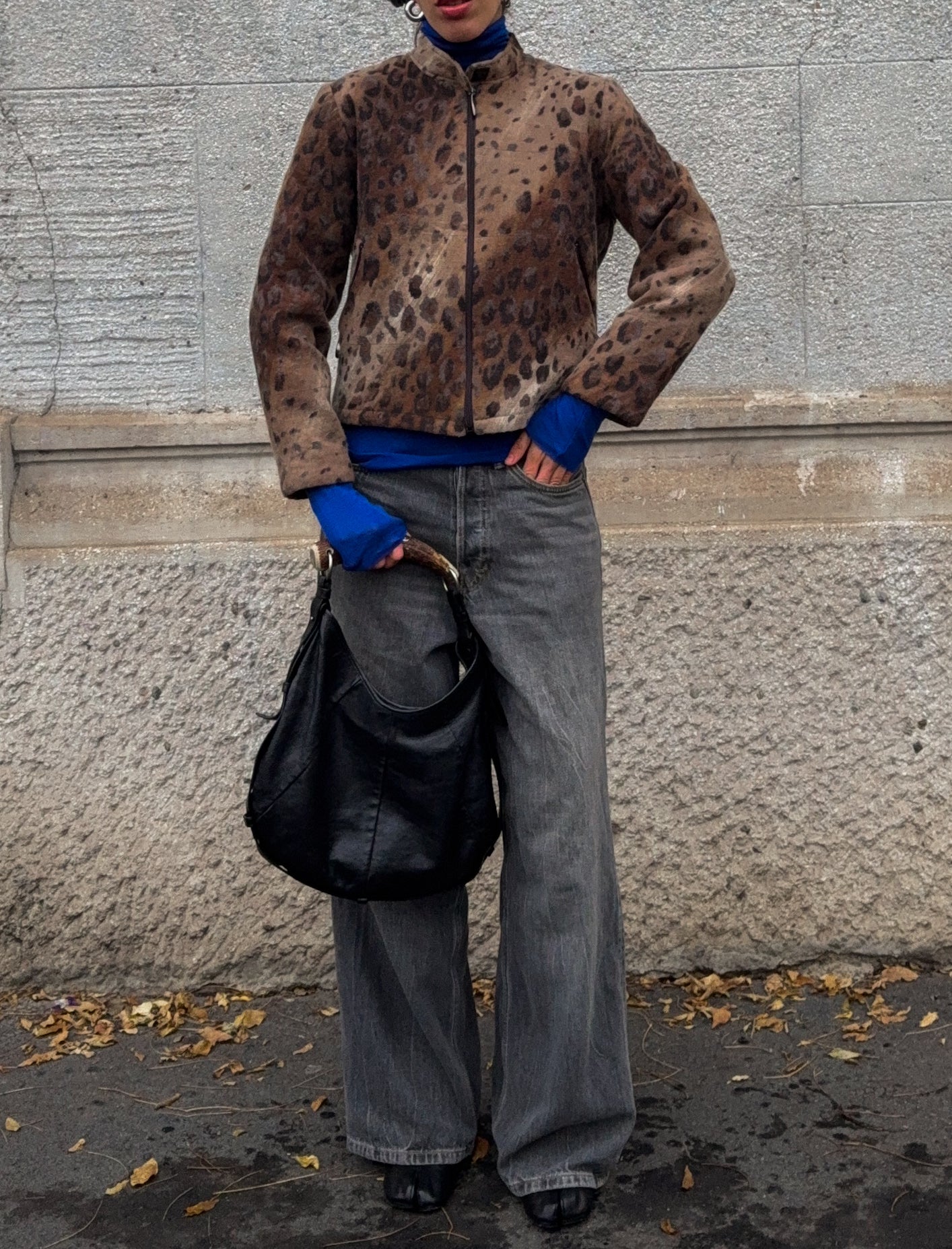 Leopard wool jacket