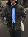 Leather distressed jacket