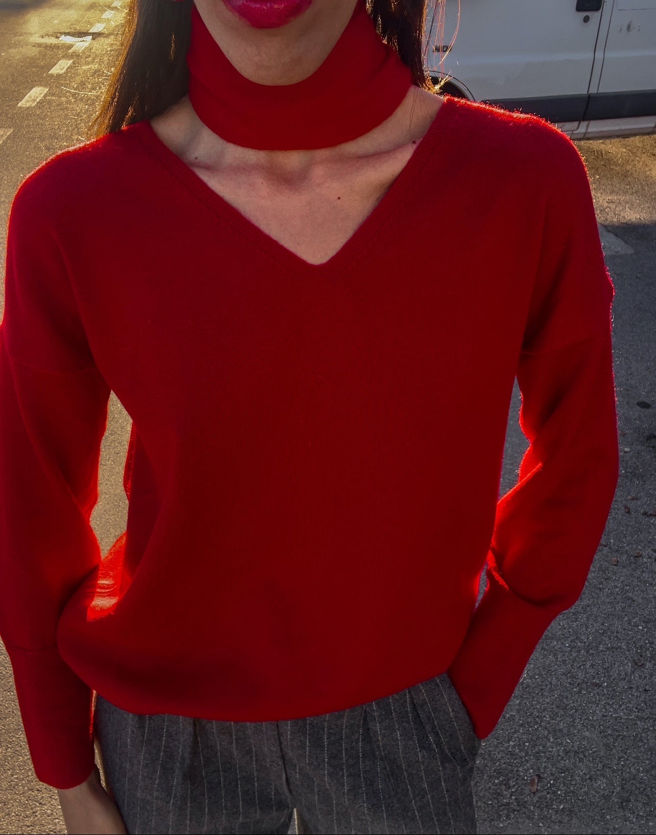 100 merino wool v neck jumper