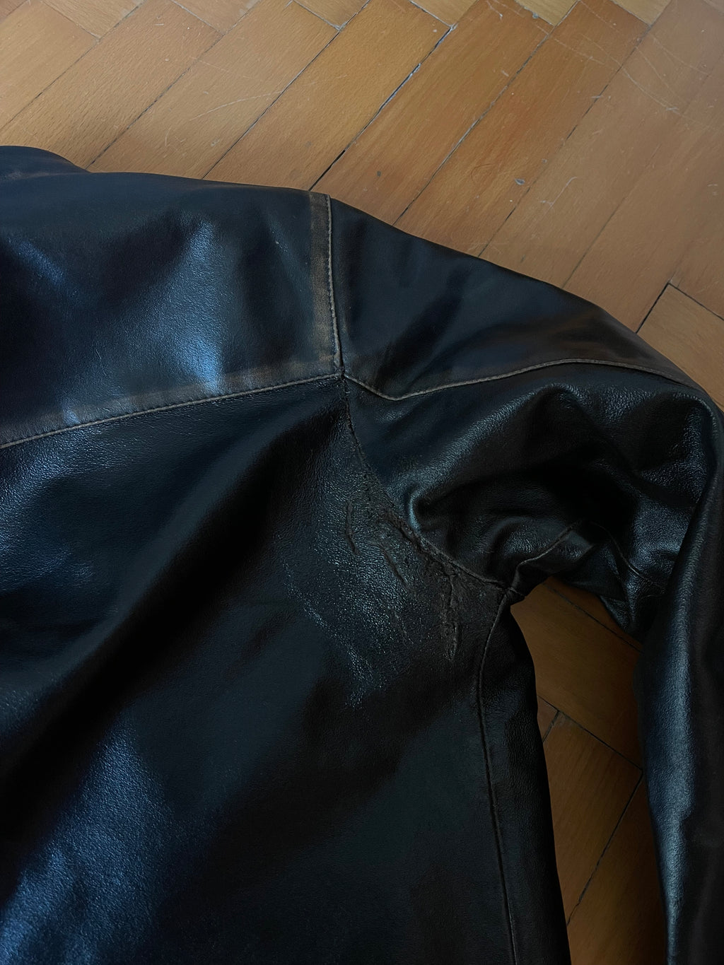 Coated leather jacket*