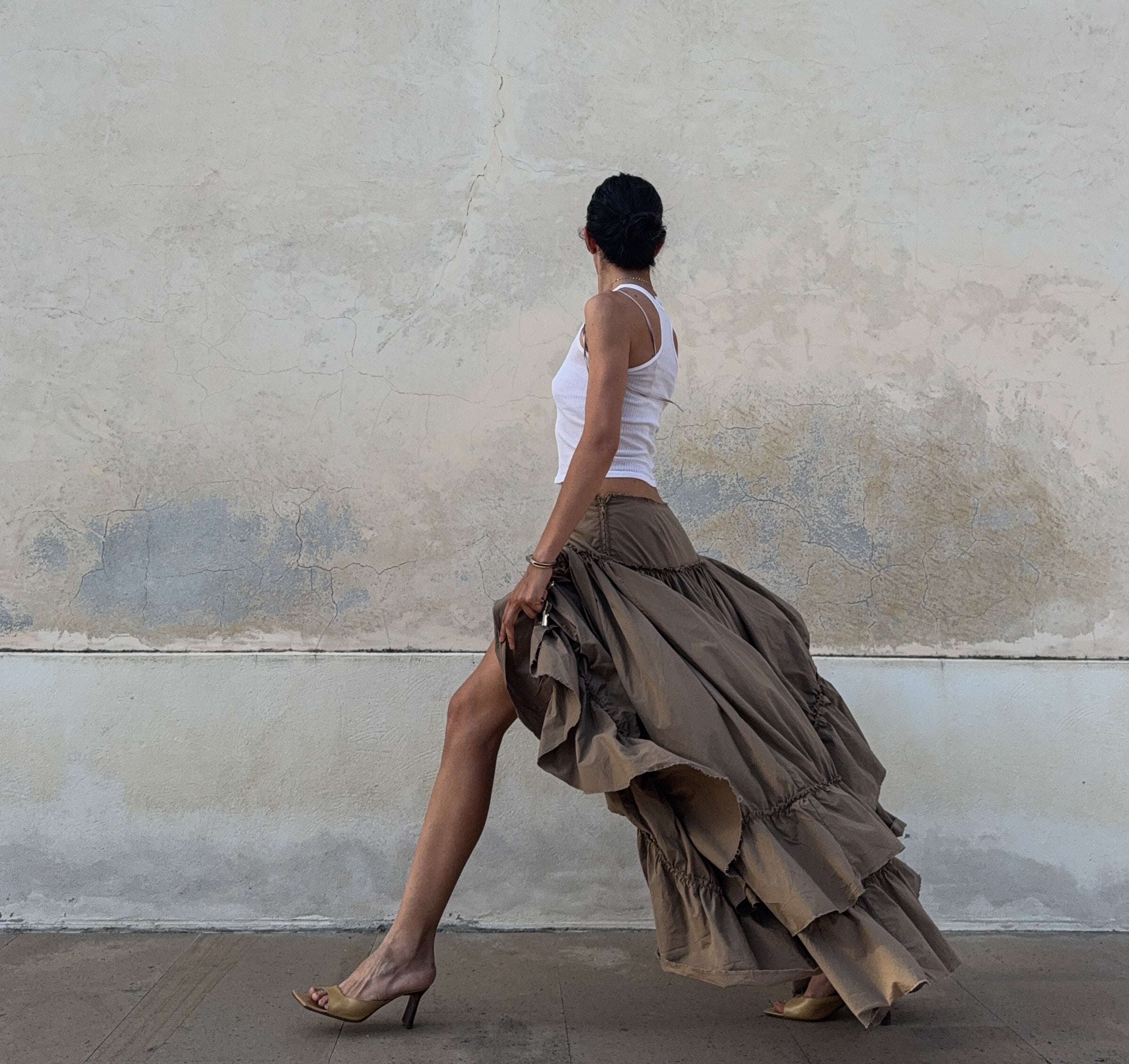 100% cotton maxi ruffle skirt