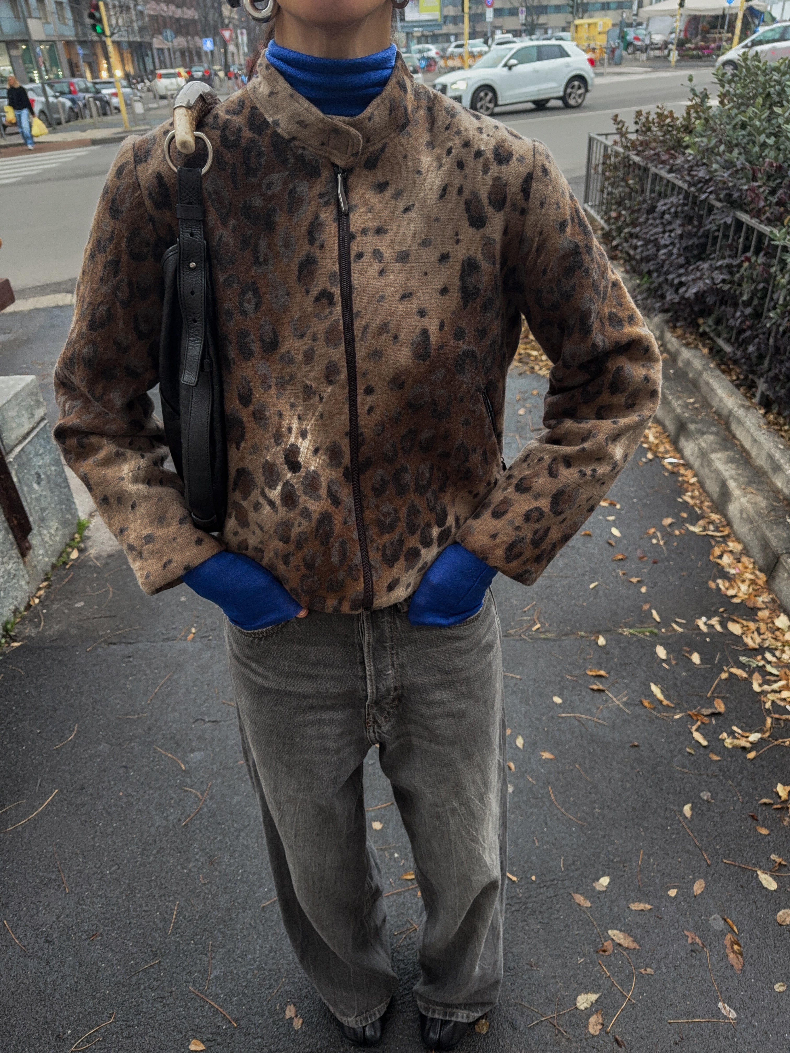 Leopard wool jacket