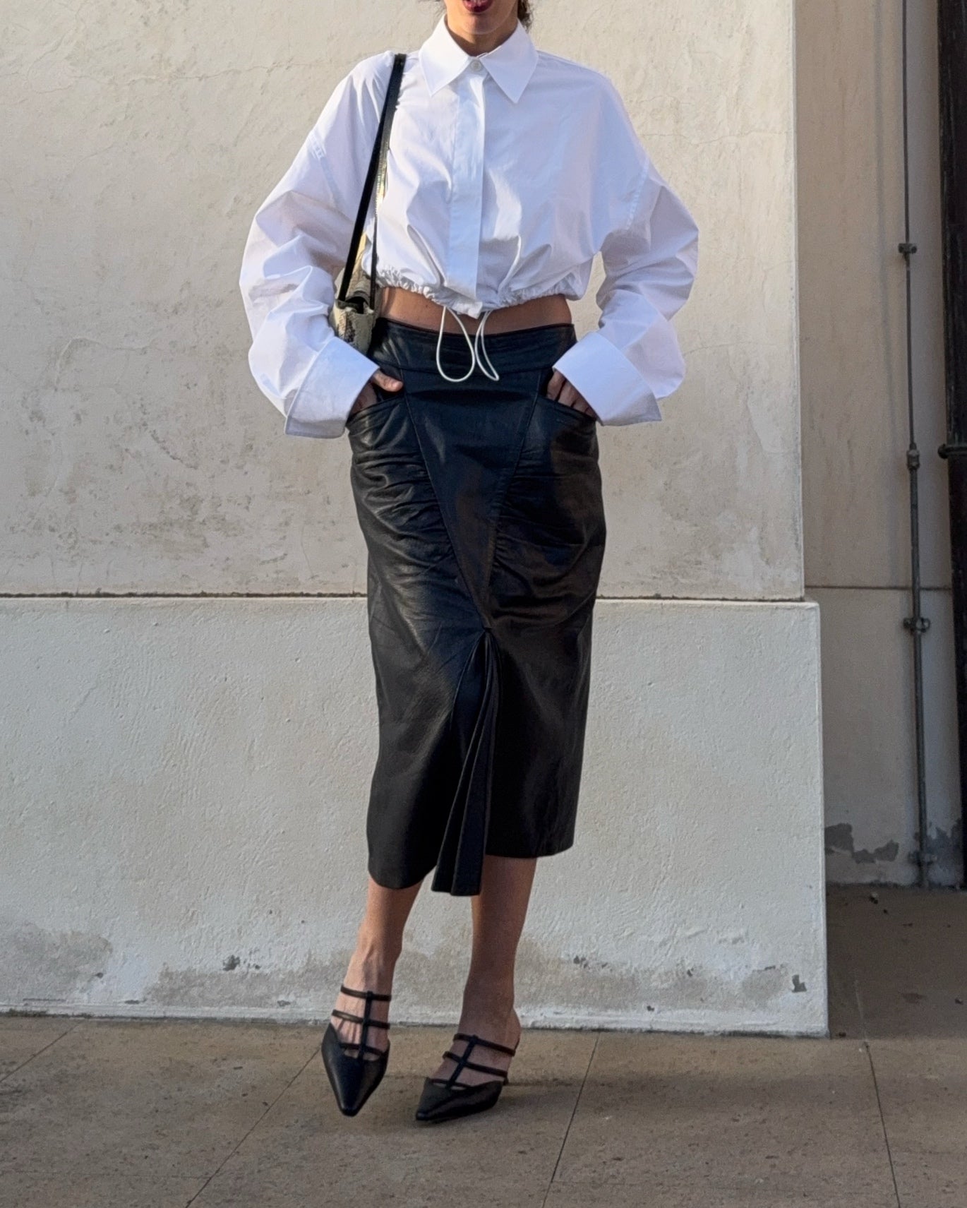 100%Leather nappa skirt