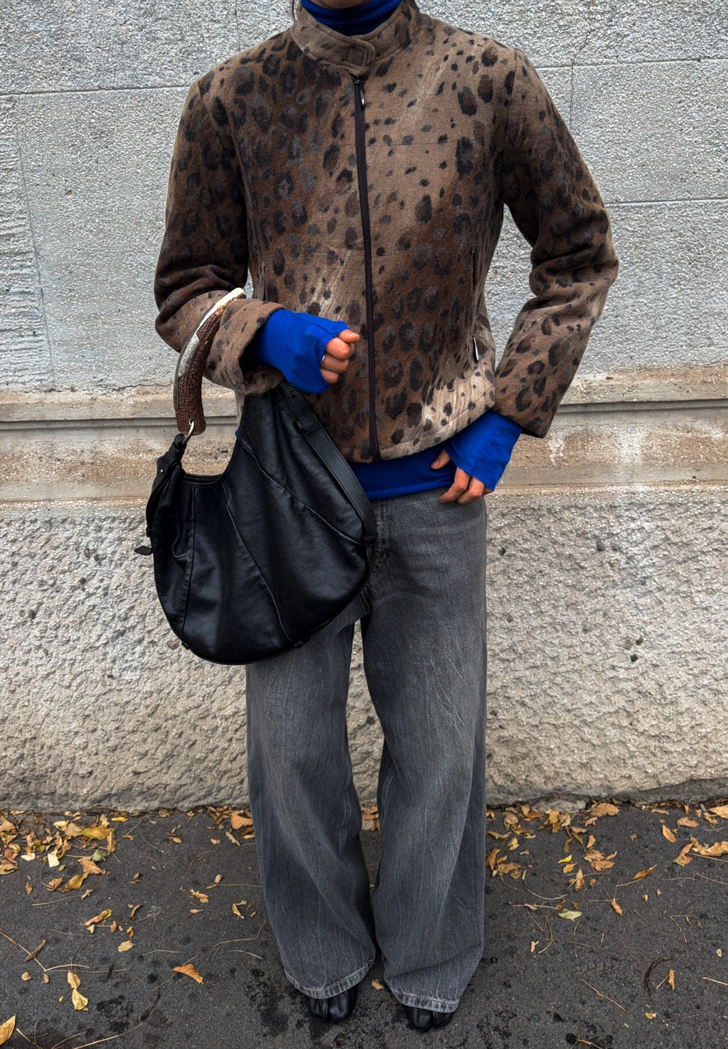 Leopard wool jacket