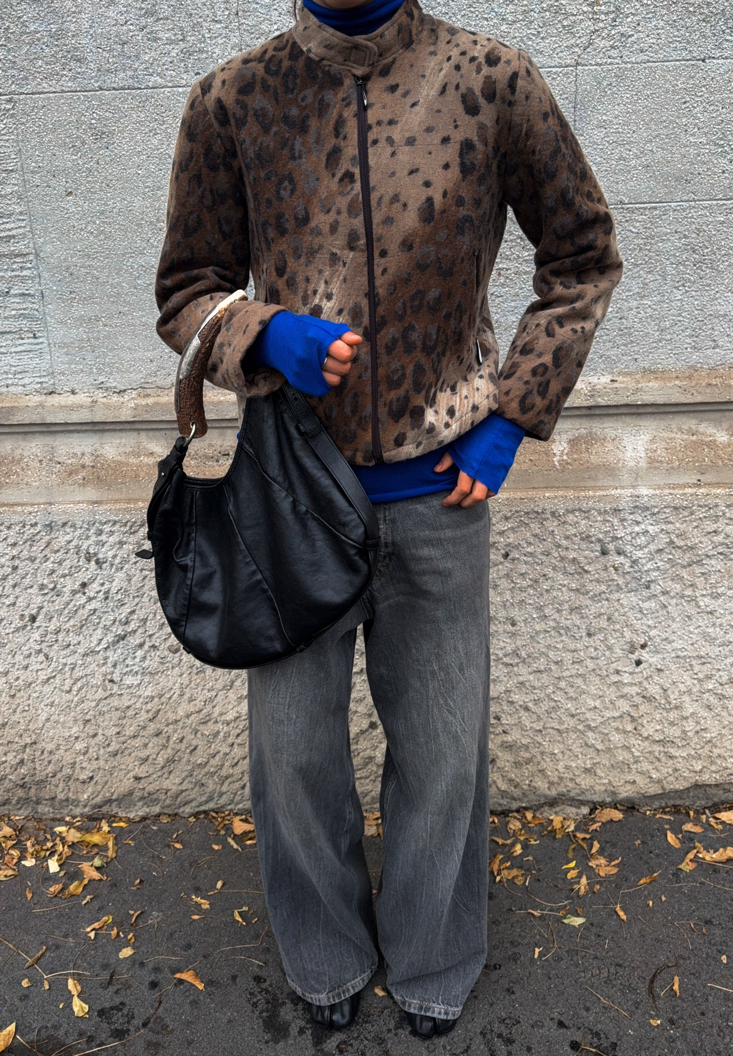Leopard wool jacket