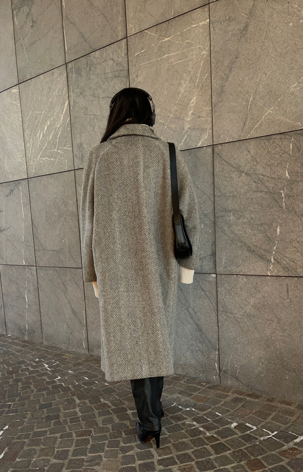 Spigato coat mohair blend
