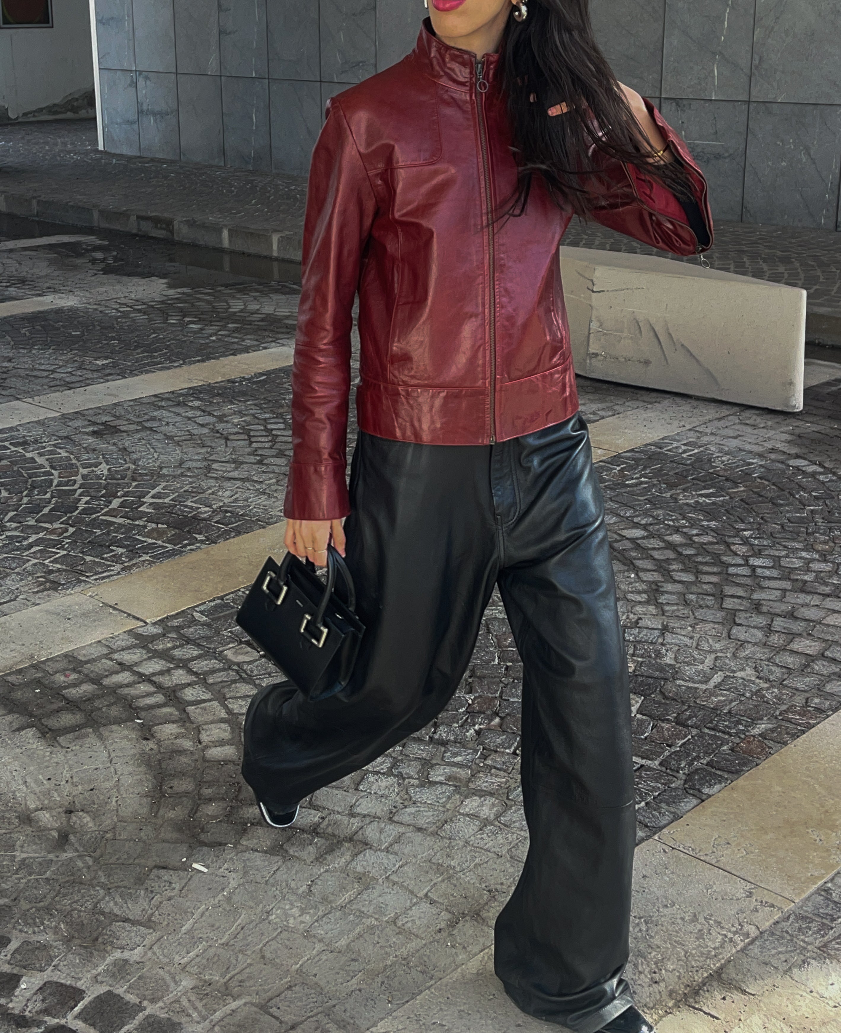Red leather jacket