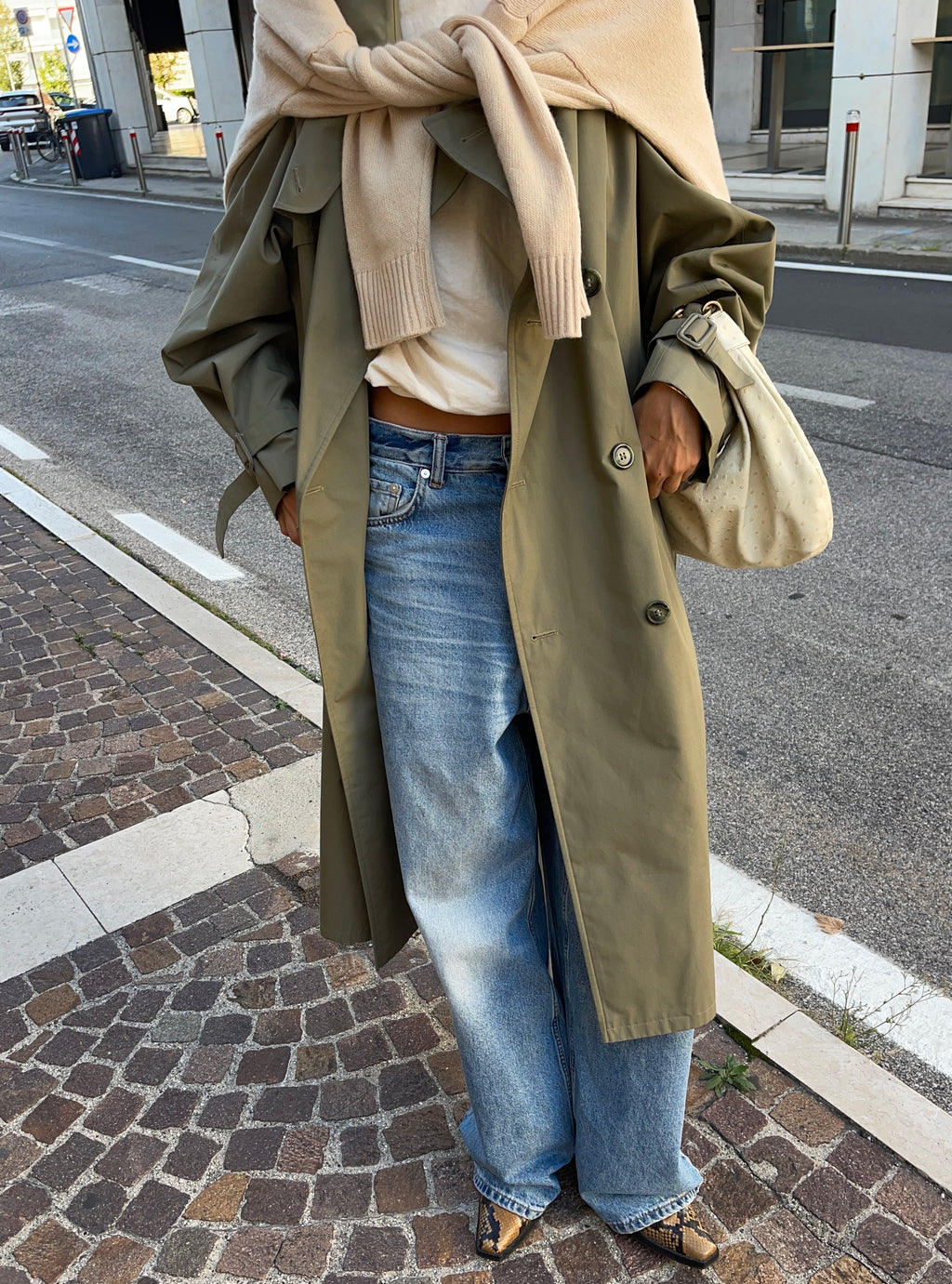 Green trench coat