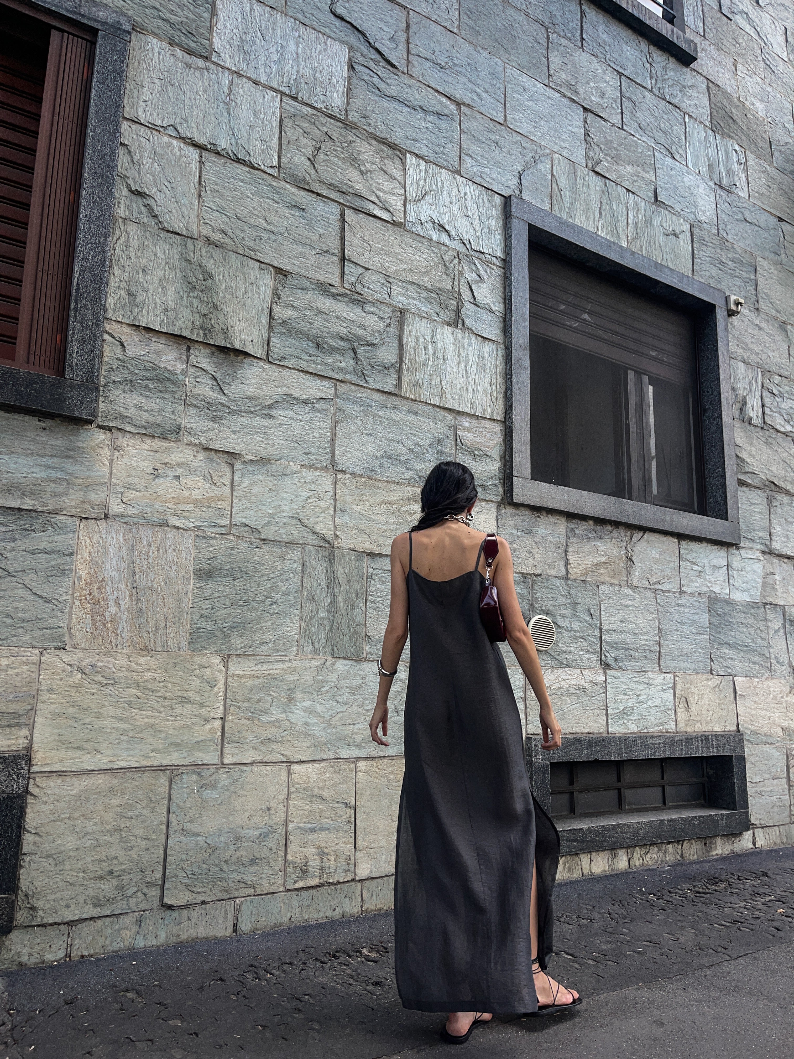 Linen maxi grey dress