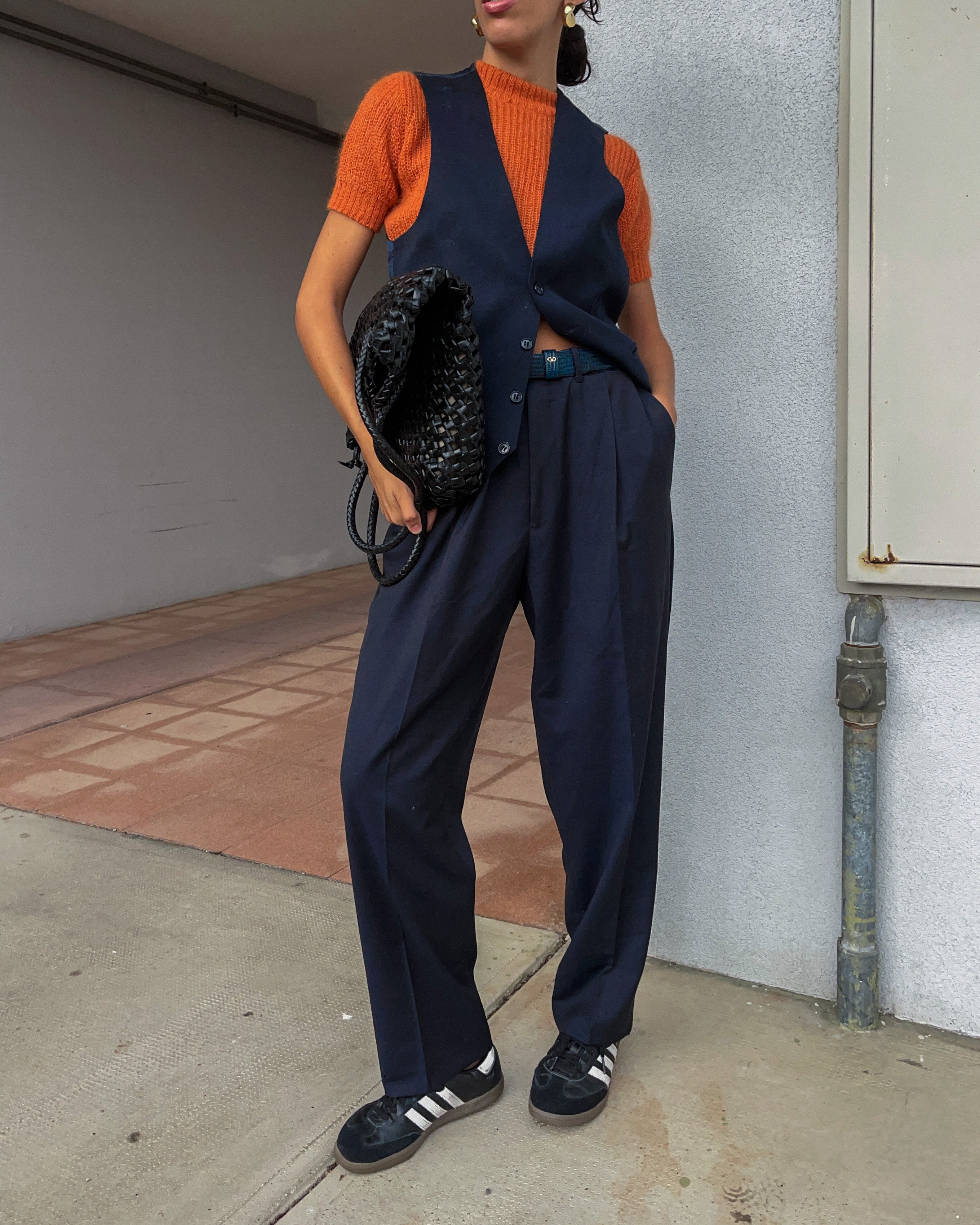 Blue gilet suit