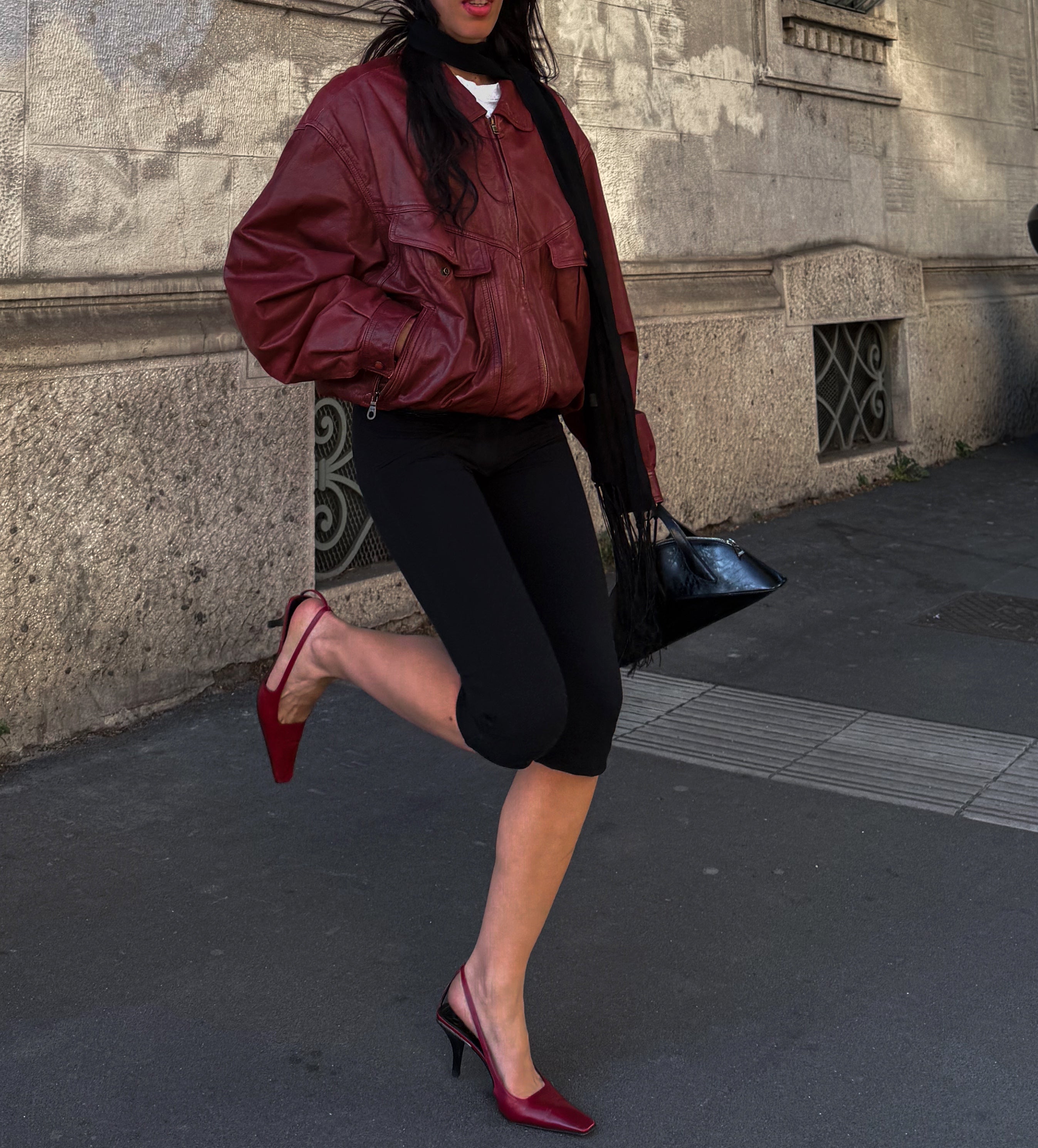 Real leather burgundy jacket