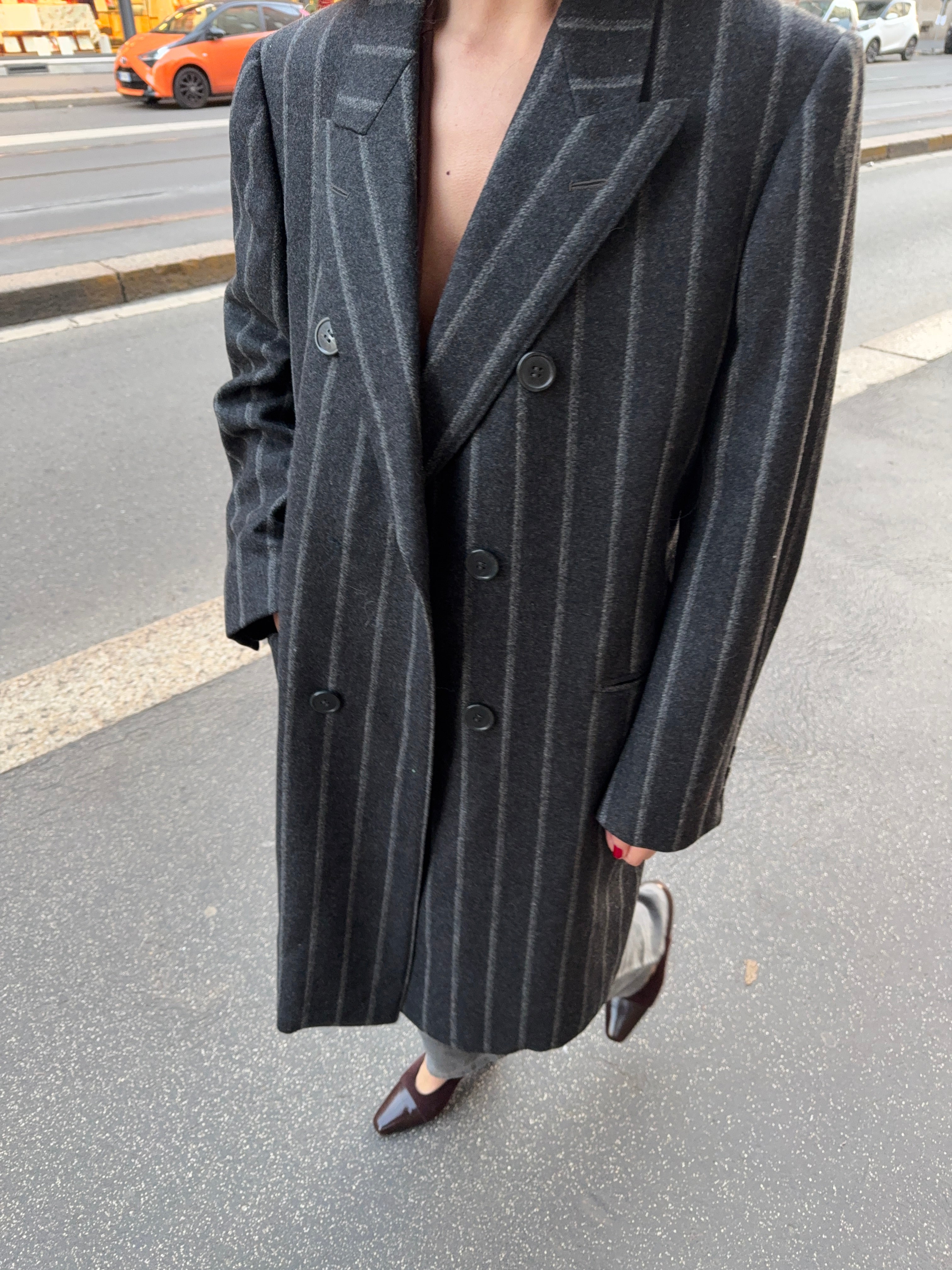 Gessato man coat