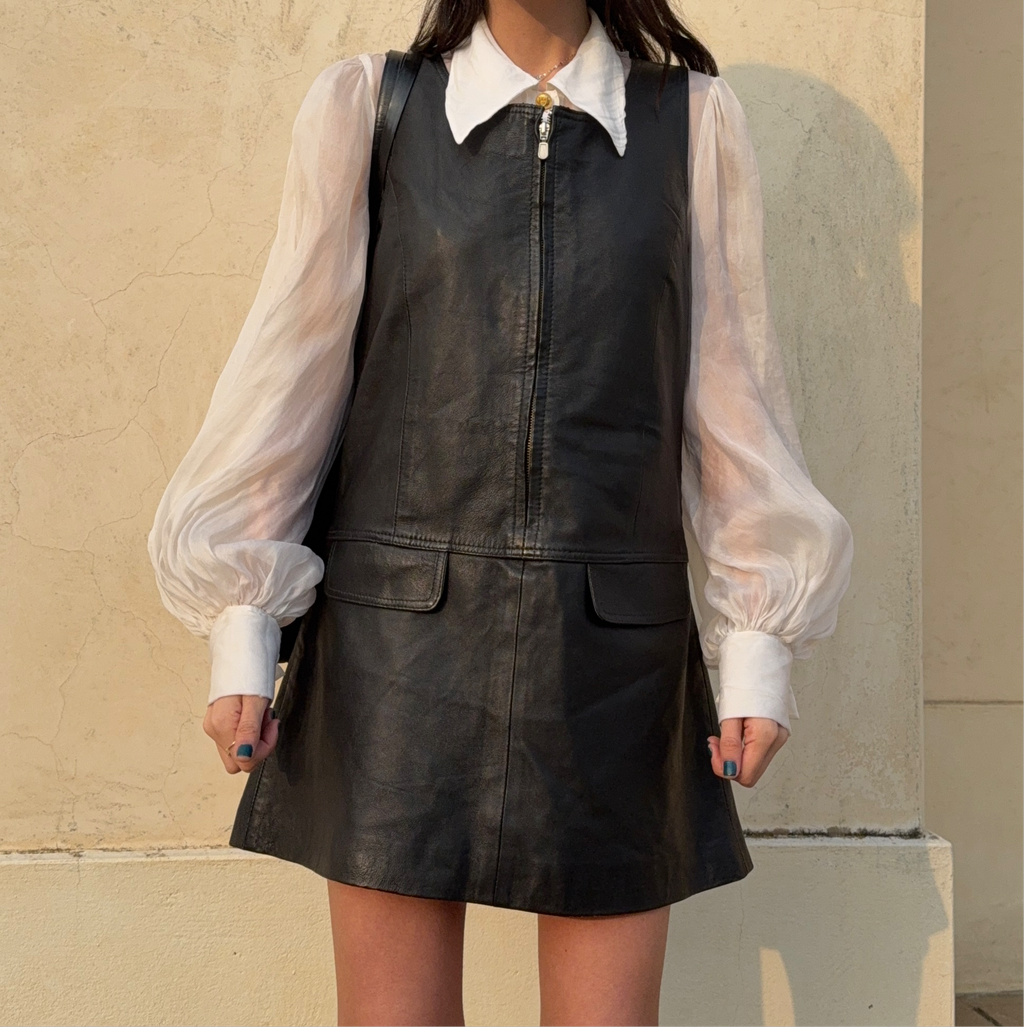Leather mini dress