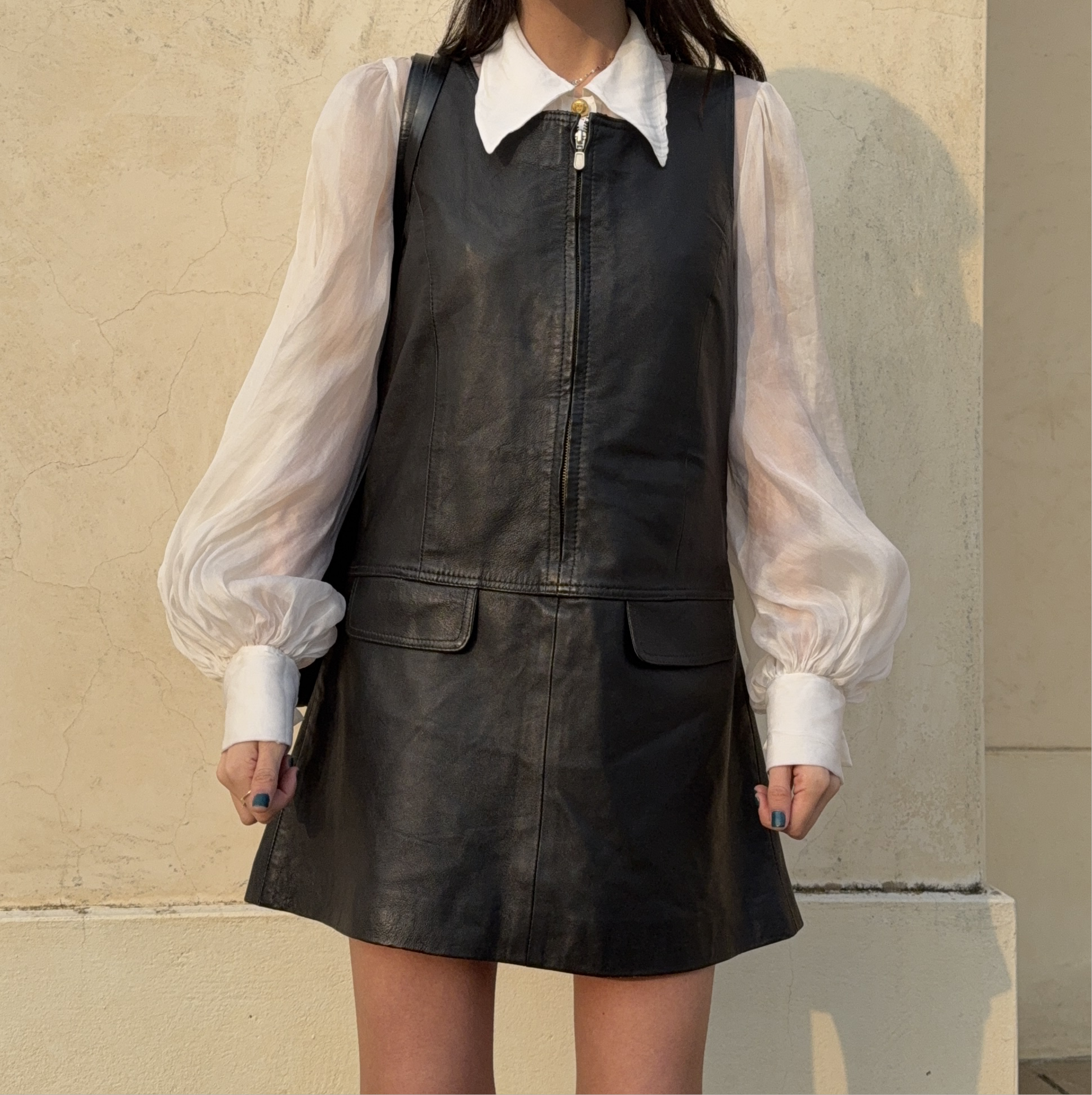 Leather mini dress