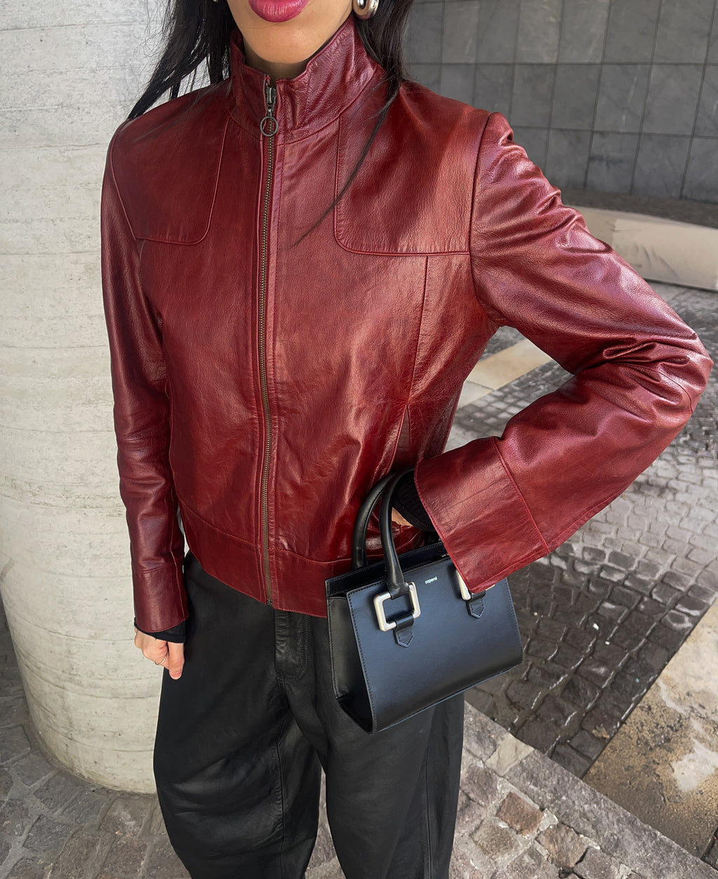 Red leather jacket