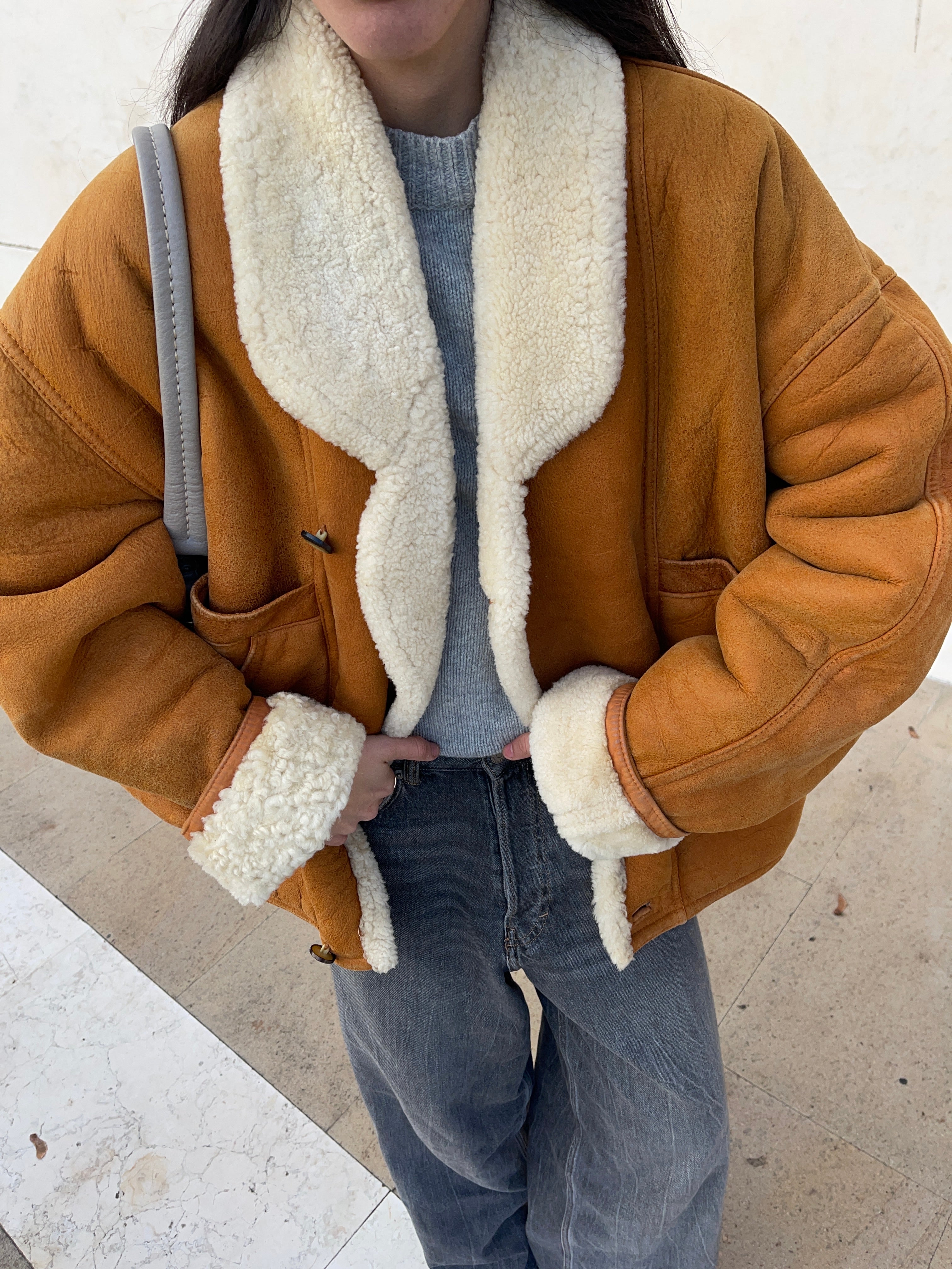 Vintage aviator shearling coat