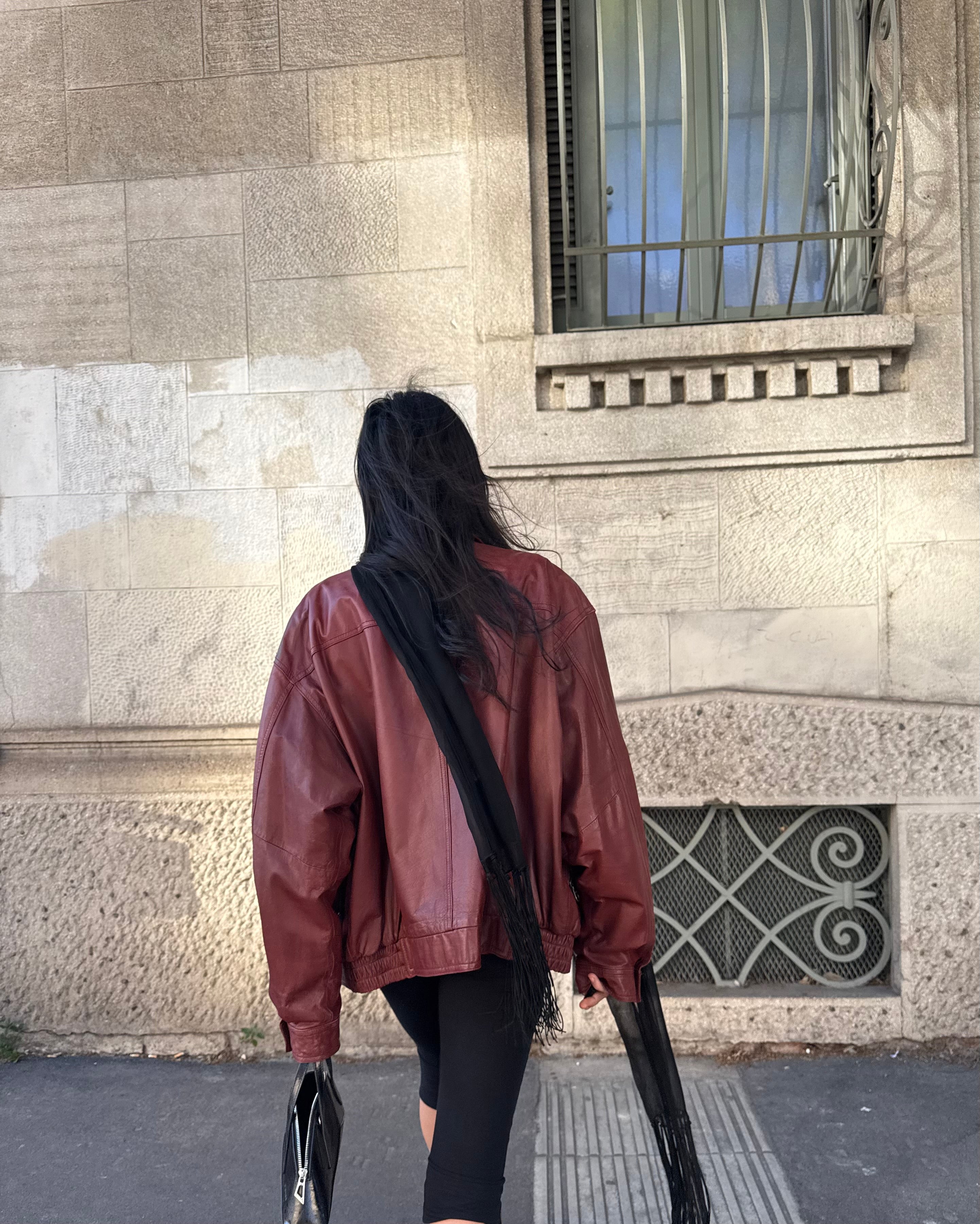 Real leather burgundy jacket