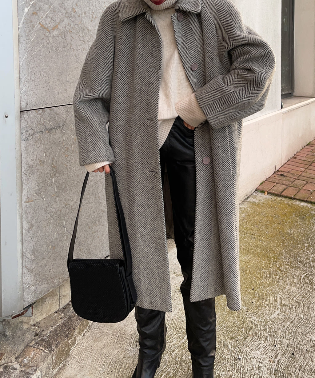 Spigato coat mohair blend