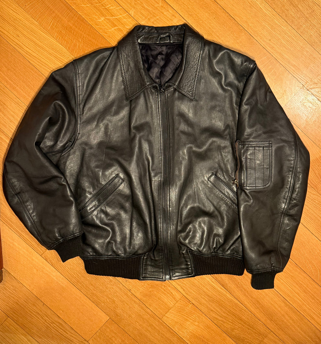Leather bomber jacket