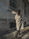 ALPACA N WOOL grey check coat