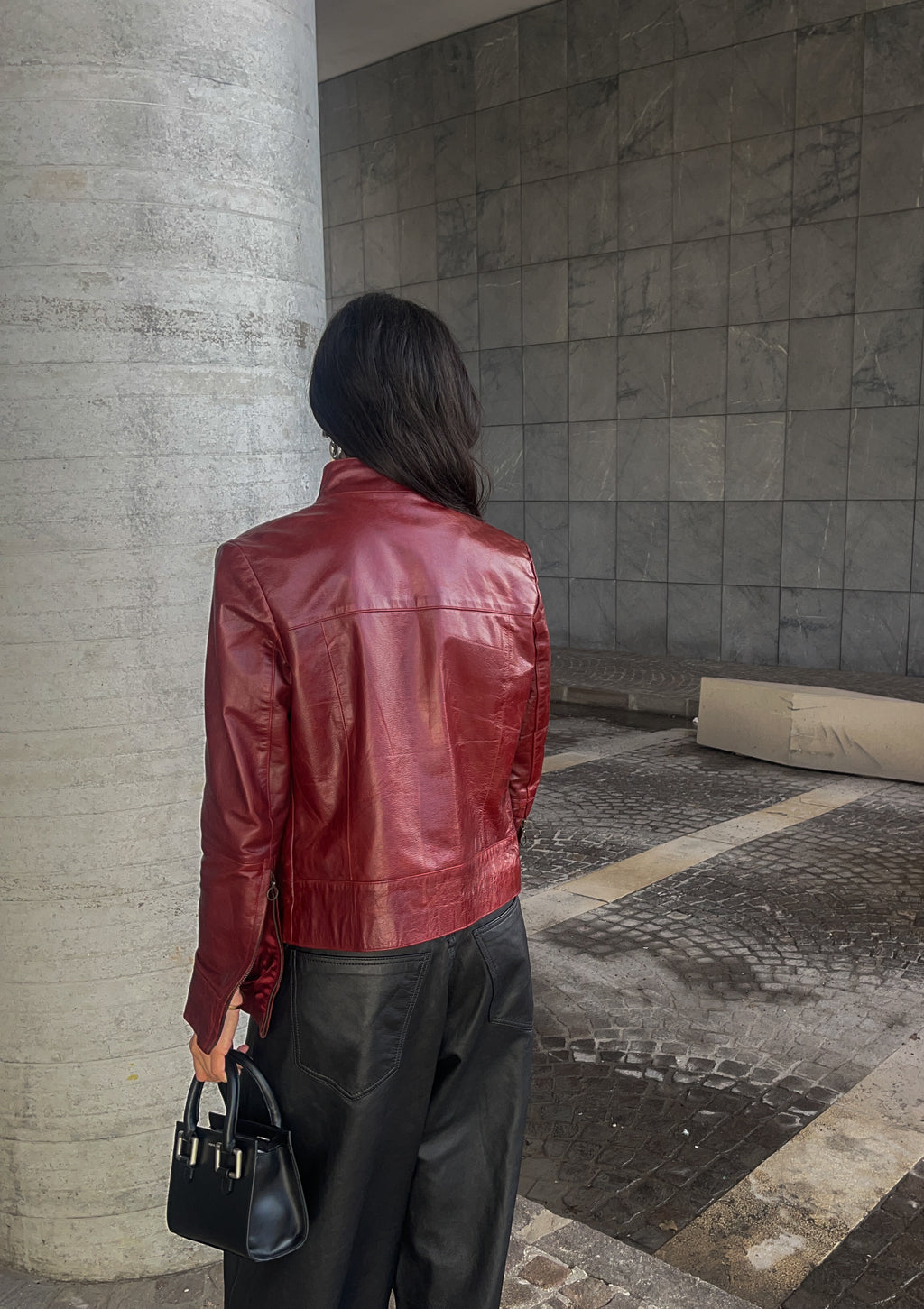 Red leather jacket