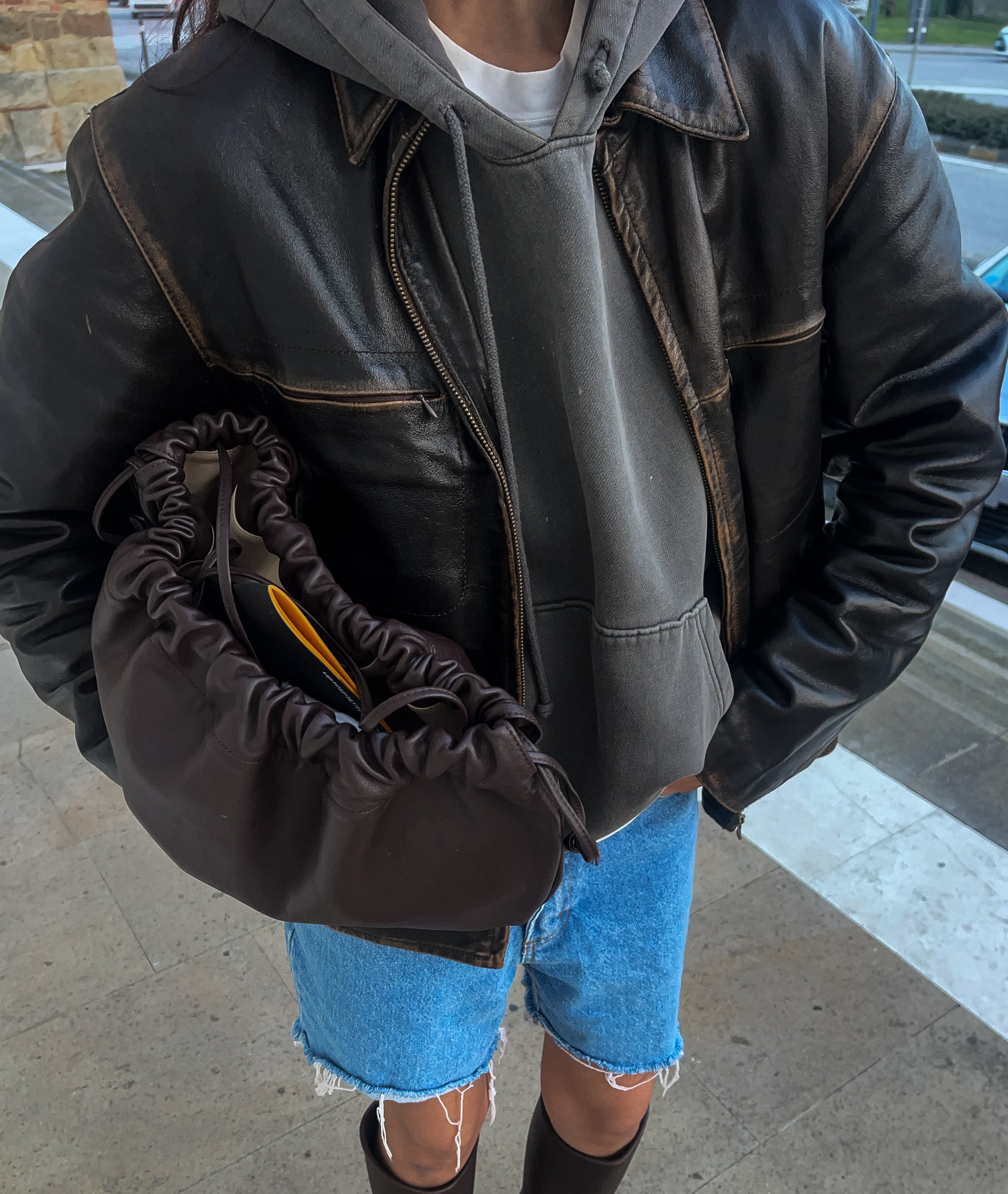 Coated leather jacket*