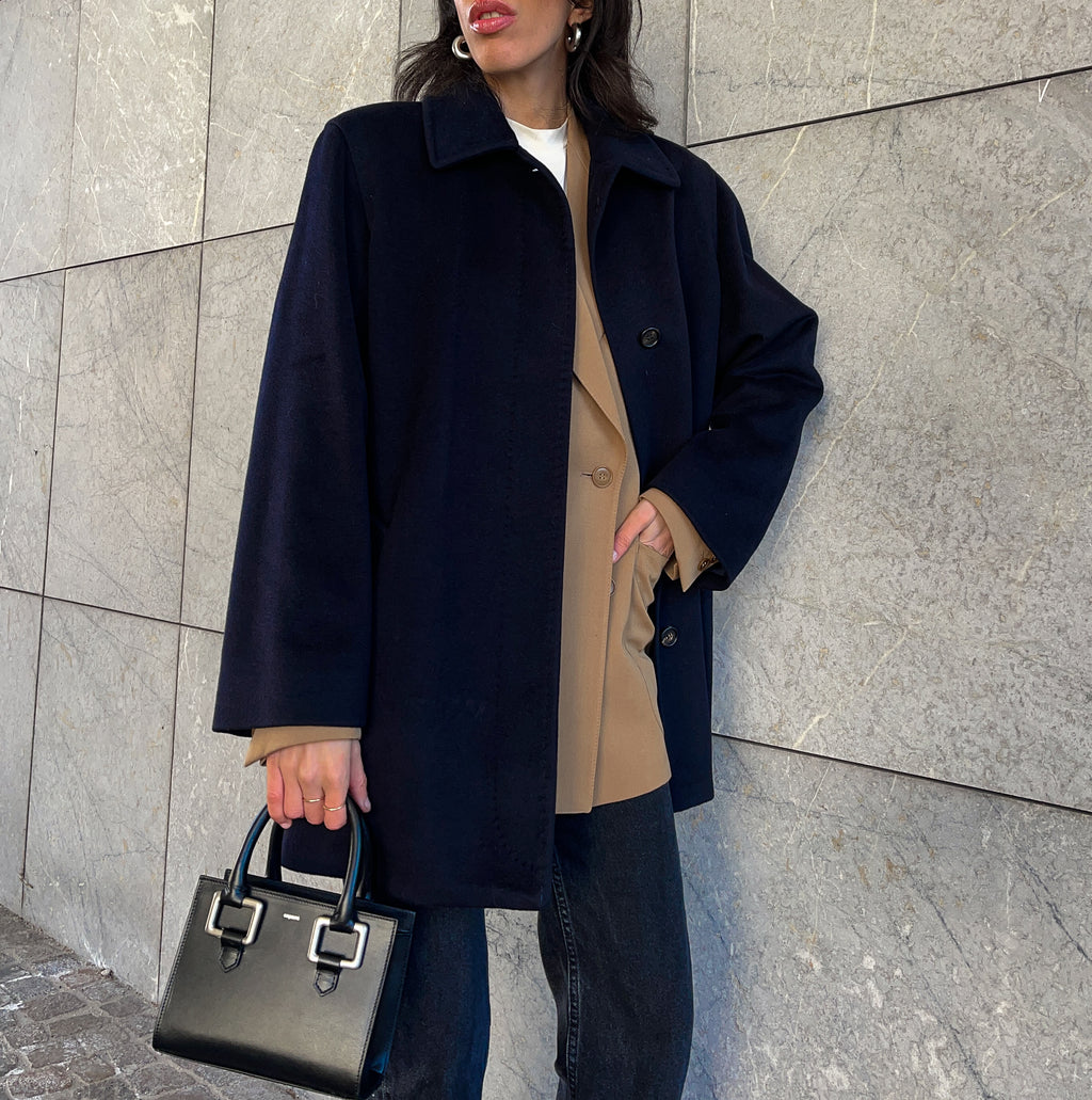 CINIZIA ROCCA 100 cashmere blue coat