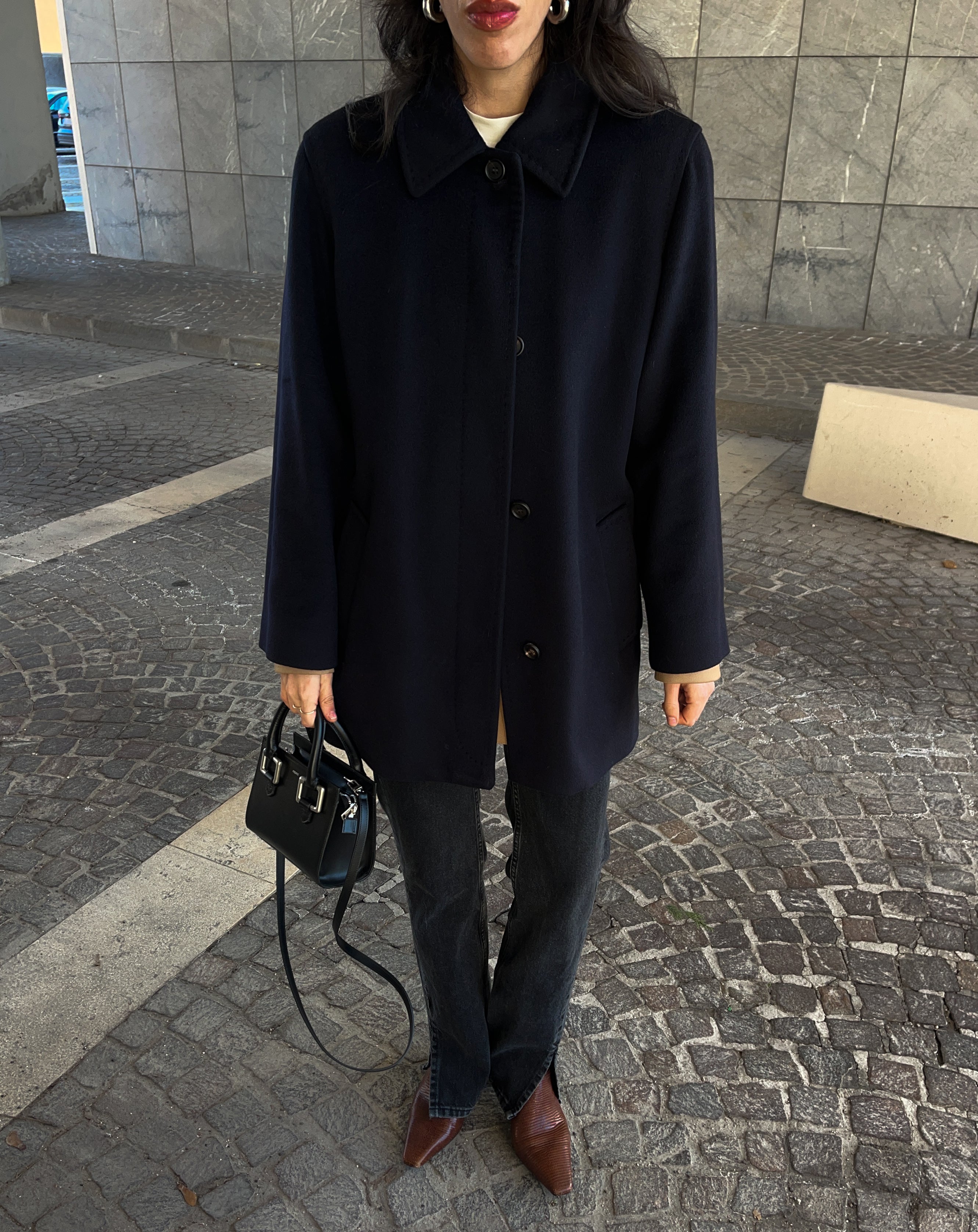 CINIZIA ROCCA 100 cashmere blue coat
