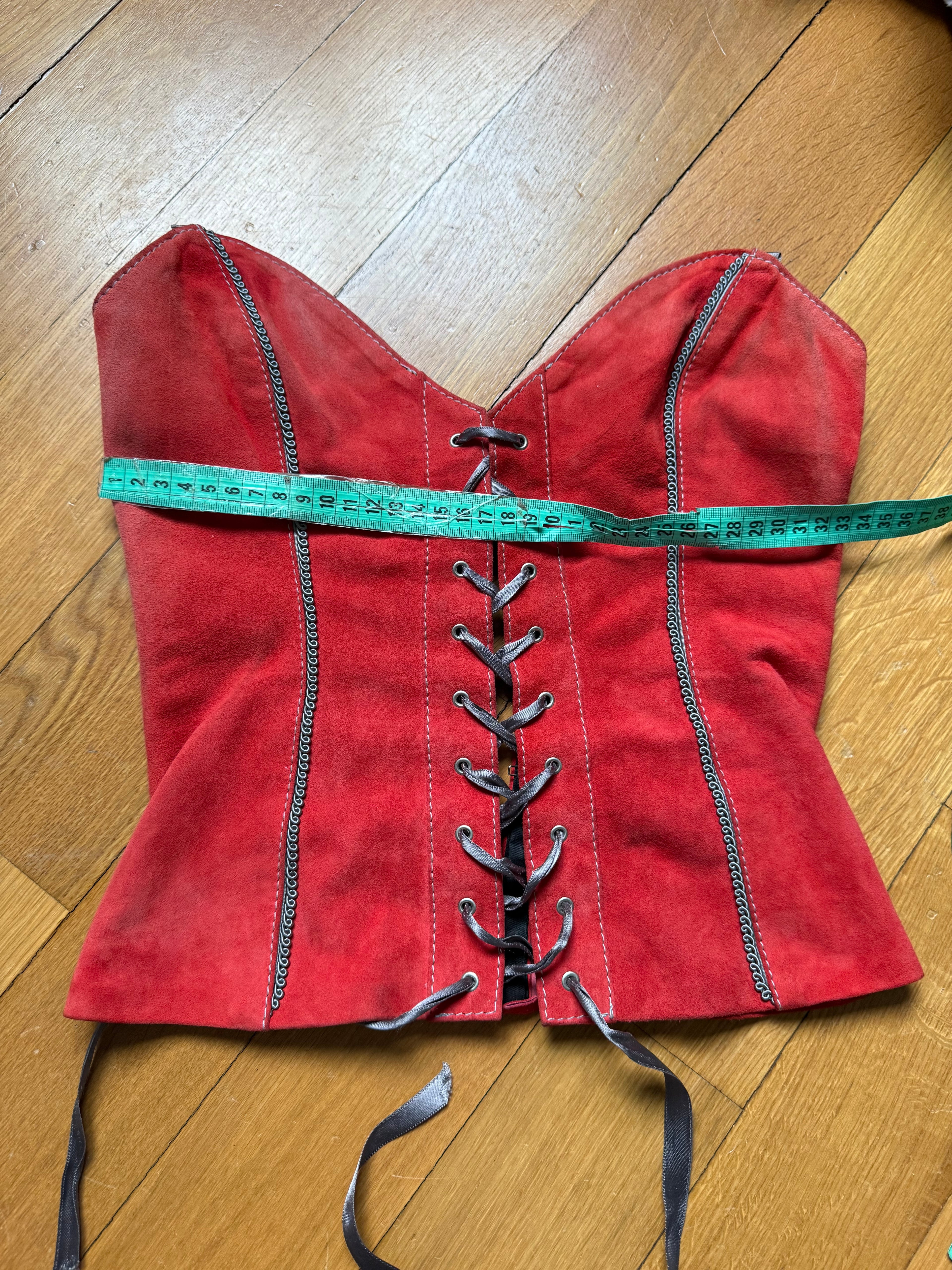 Real leather suede corset