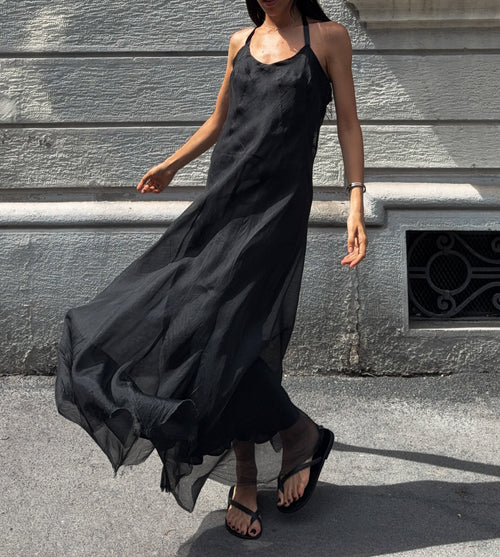 100 silk black dress