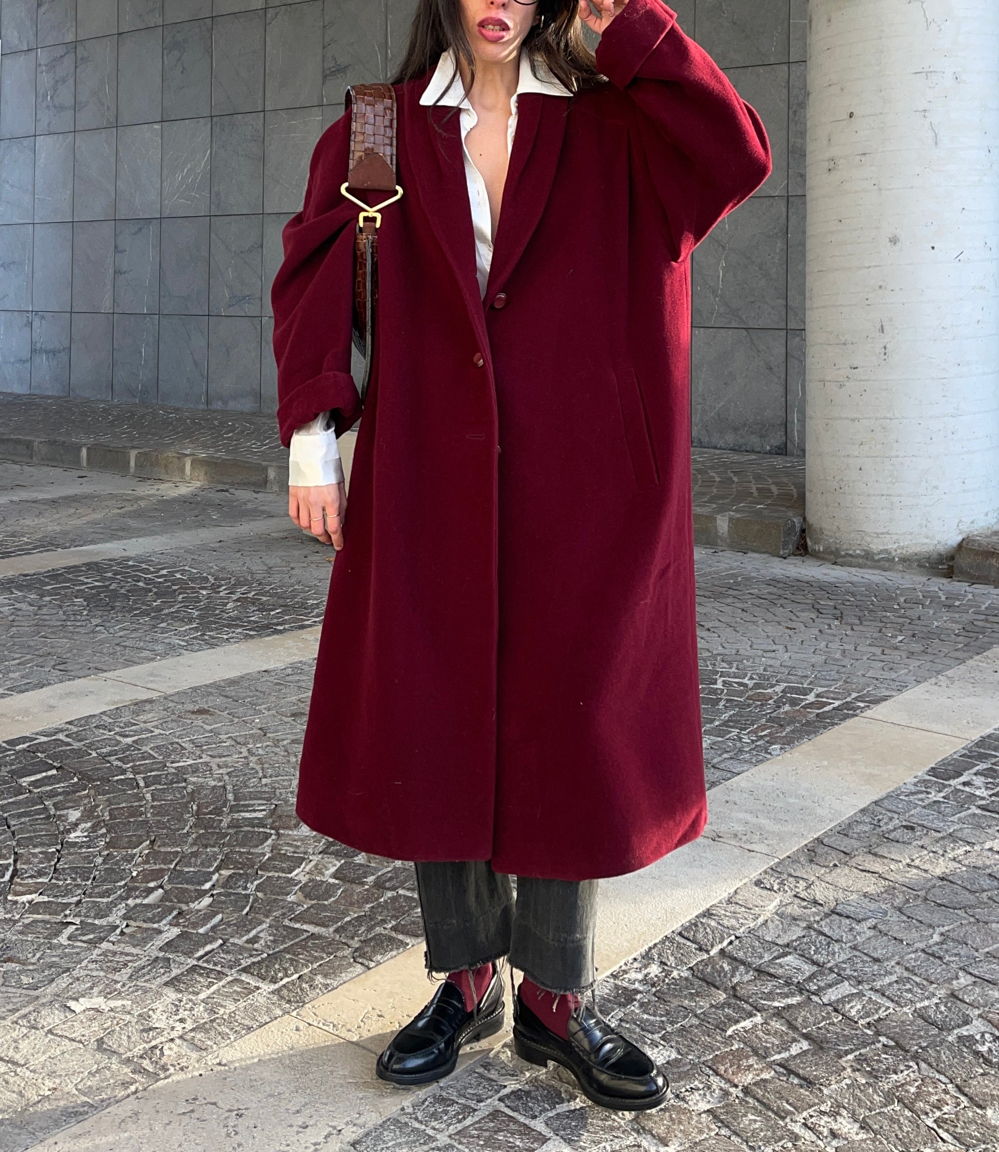 Burgundy coat