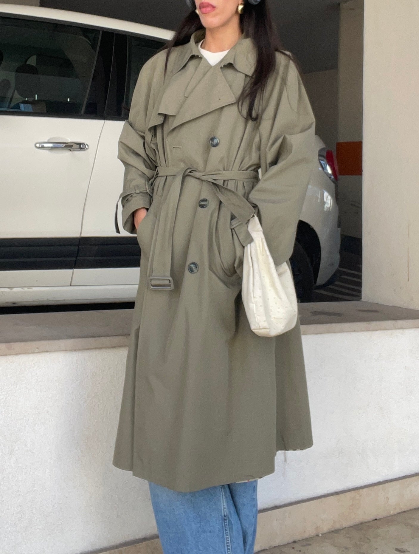 Green trench coat