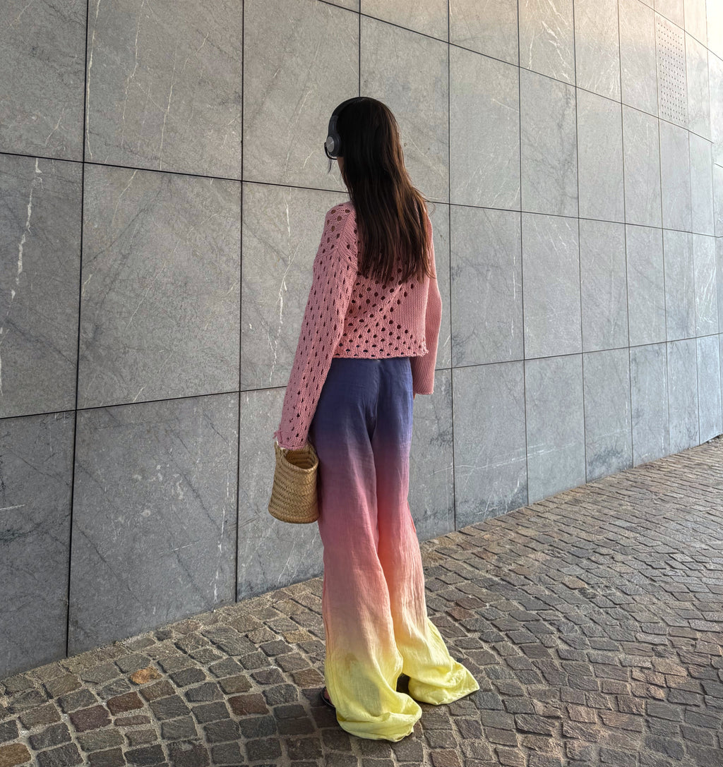 100% linen degradè trousers